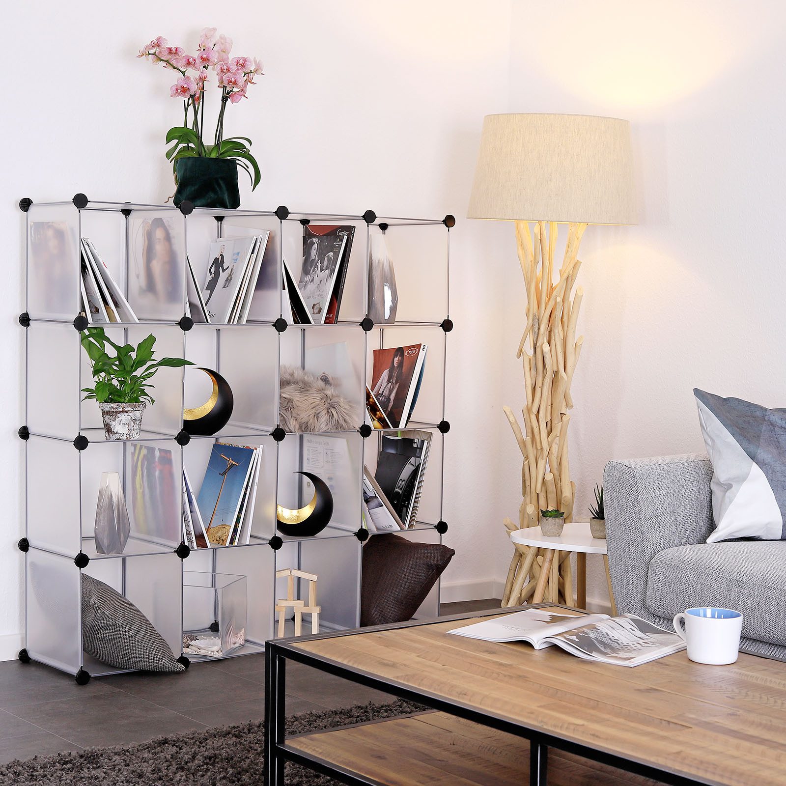 dibea Stufenregal 16 Fächer, modulares Stecksystem, Würfelregal flexibel erweiterbar, 1-tlg., Regalsystem, ideal als Schuh- oder Kleiderregal, Aufbewahrungsregal