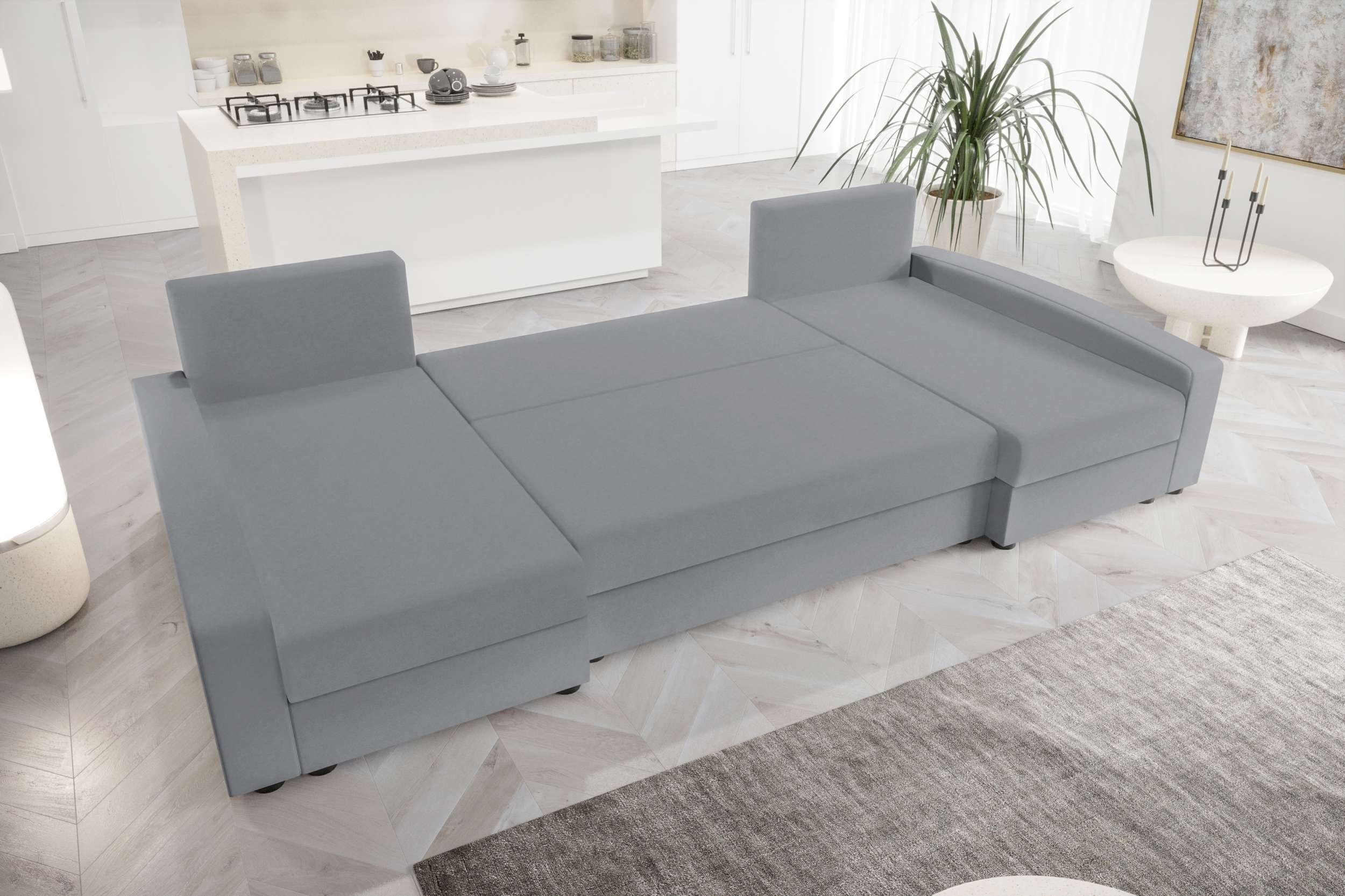 Stylefy mit Design Sofa, Bettfunktion, Wohnlandschaft Sitzkomfort, Addison, Modern mit Eckcouch, U-Form, Bettkasten,