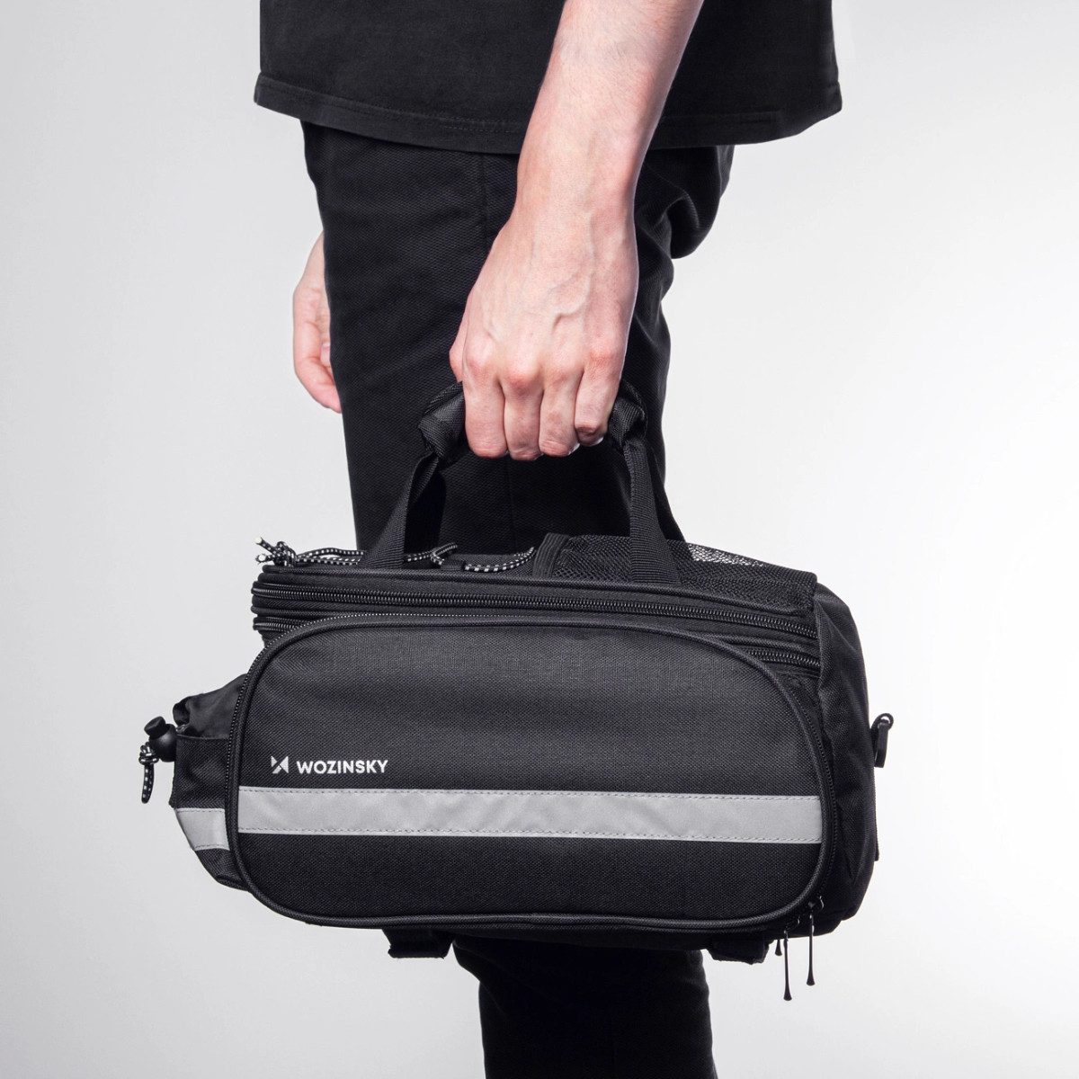 Wozinsky Fahrradtasche WBB36BK, 2-tlg. Doppeltasche mit Reflektoren, spritzwassergeschützt, robust