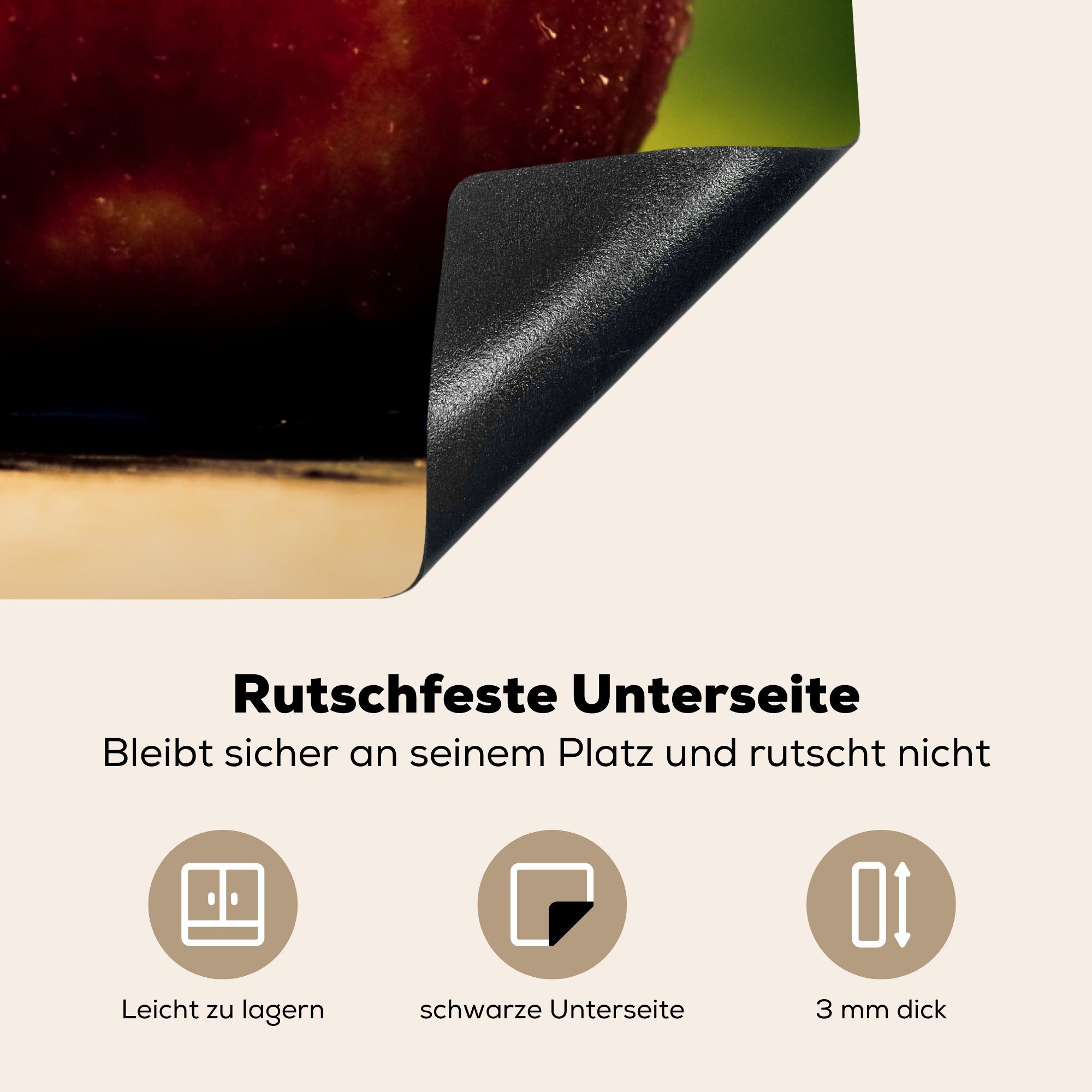 MuchoWow Herdblende-/Abdeckplatte Obst Induktionskochfeld - Rot cm, die Schutz tlg), Ceranfeldabdeckung (1 - Apfel, küche, Vinyl, für 81x52