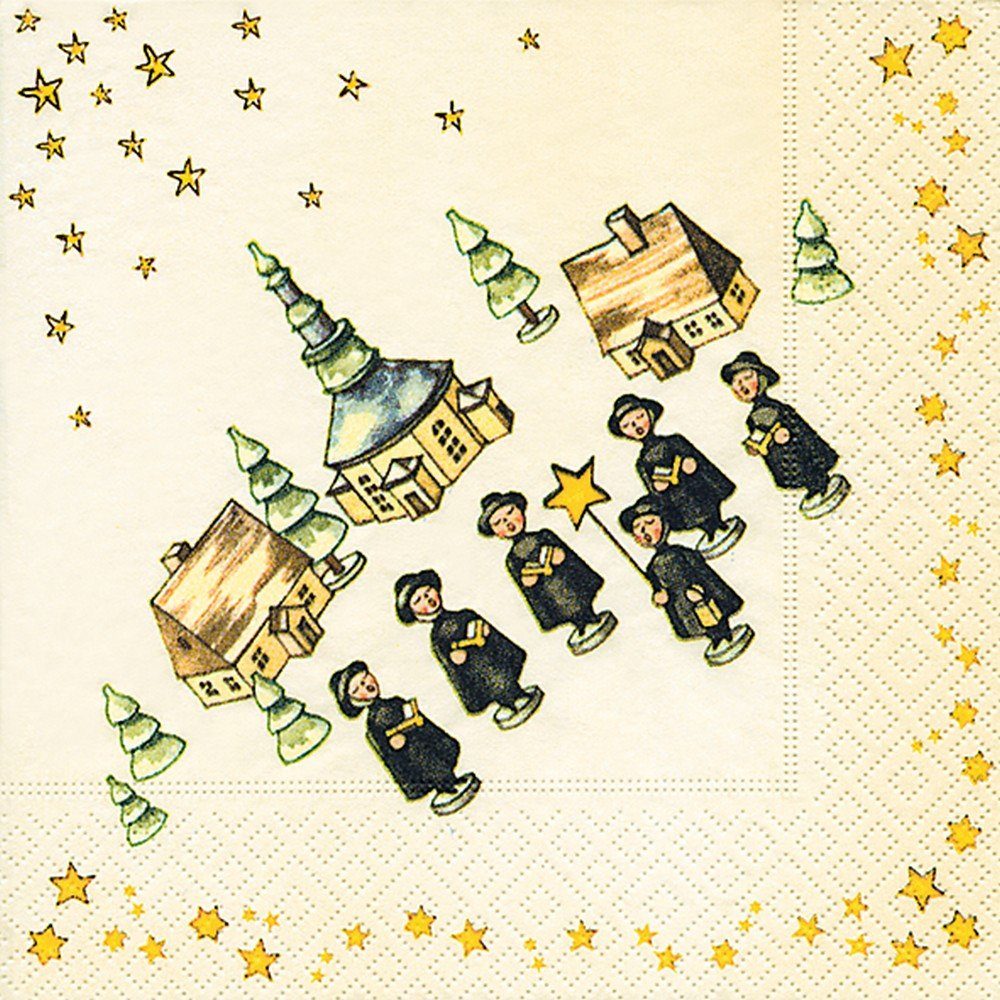 HOME FASHION Papierserviette 20 Servietten Kurrende Holz 33x33cm, (20 St)