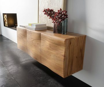 DELIFE Sideboard New, Live-Edge Akazie Natur 145 cm 3 Türen schwebend Sideboard