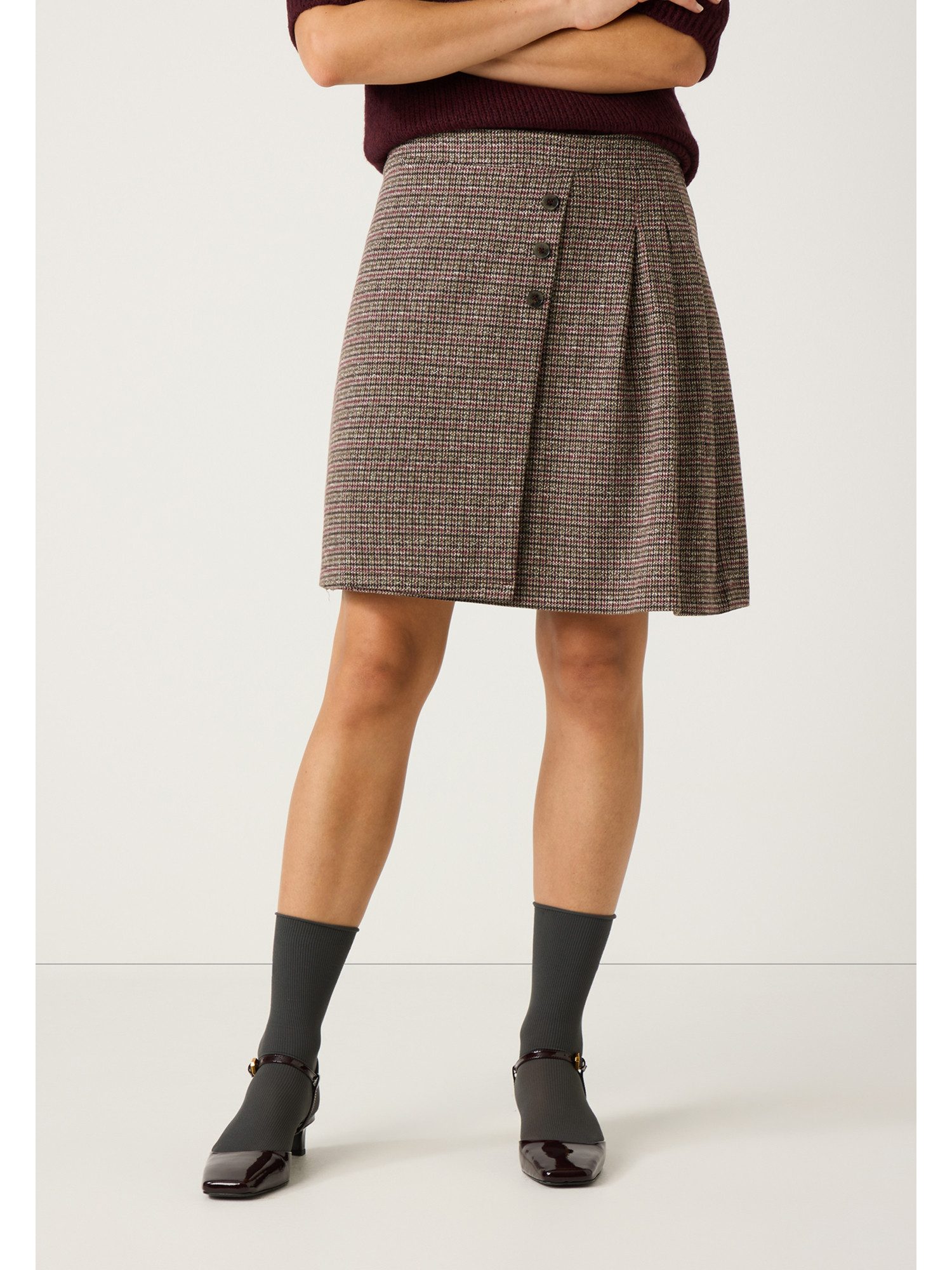 MORE&MORE A-Linien-Rock kurzer Stretch-Faltenrock, kariert günstig online kaufen