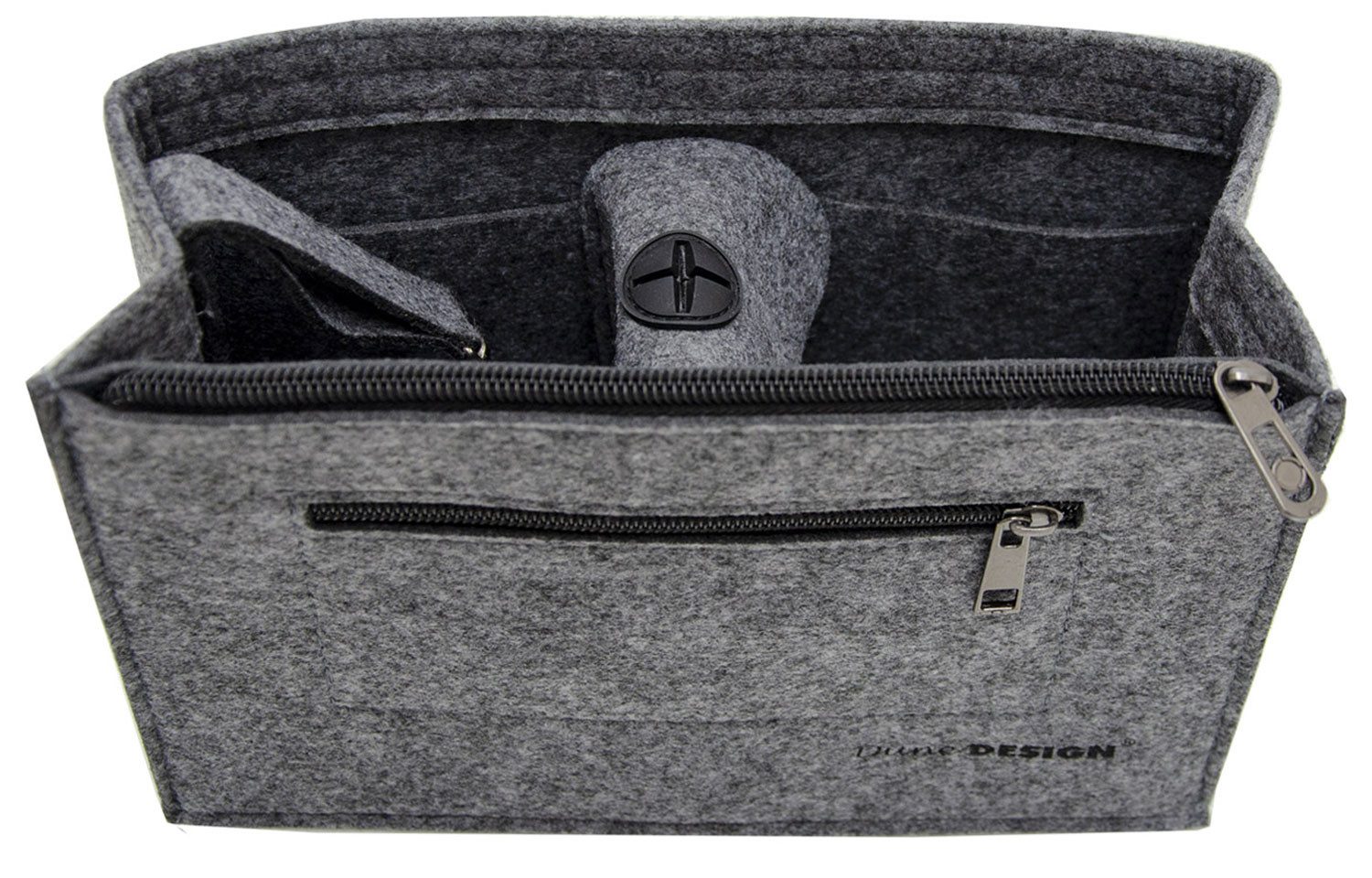 DuneDesign Taschenorganizer S - Filz Handtaschenorganizer mit Fächern für Handtasche und Rucksack, 23 x 10 x 16 cm Taschen Organizer - Innentasche für Damen Handtaschen