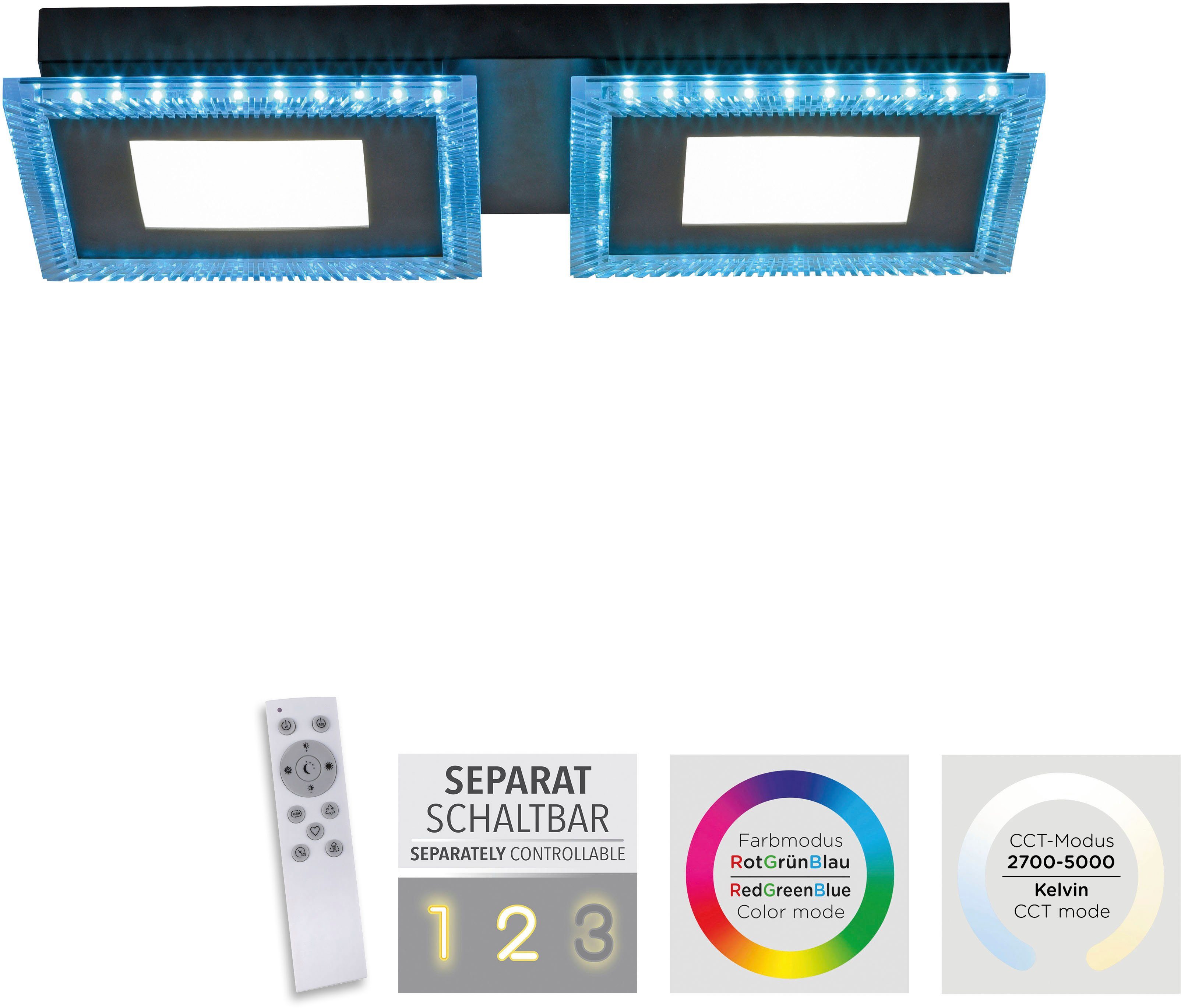 JUST LIGHT LED Deckenleuchte ACRI, LED fest integriert, warmweiß - kaltweiß
