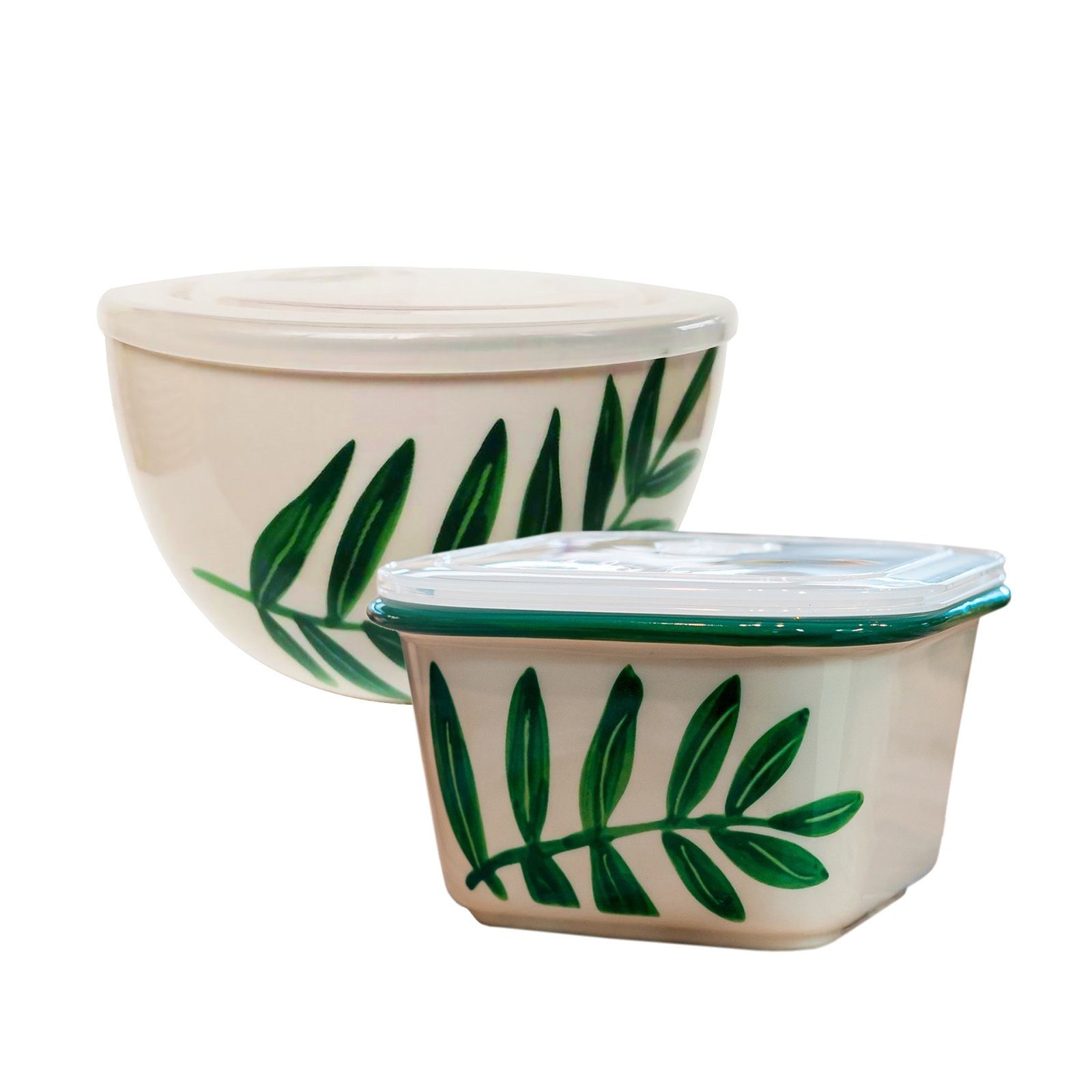 Olivenzweig, Mikrowellenbehälter Schüsseln Neuetischkultur 2er-Set (2-tlg) Keramik,