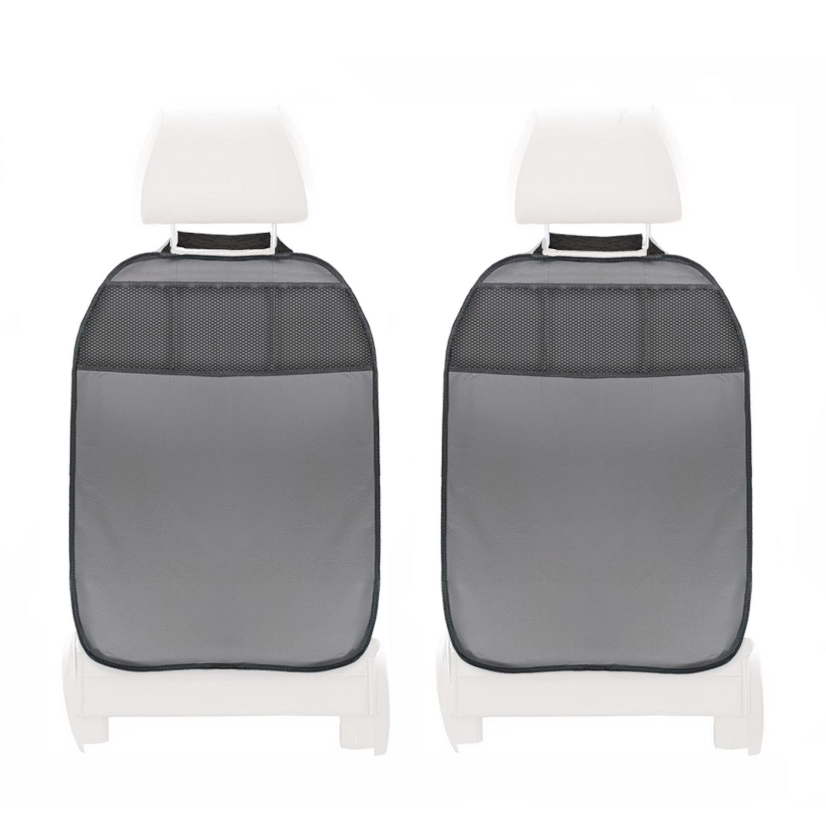 L & P Car Design Sitzschoner Kunstleder (2 Kinder in Rückenlehnenschutz Auto-Rückenlehnentasche mit grau 3 Stück), Taschen