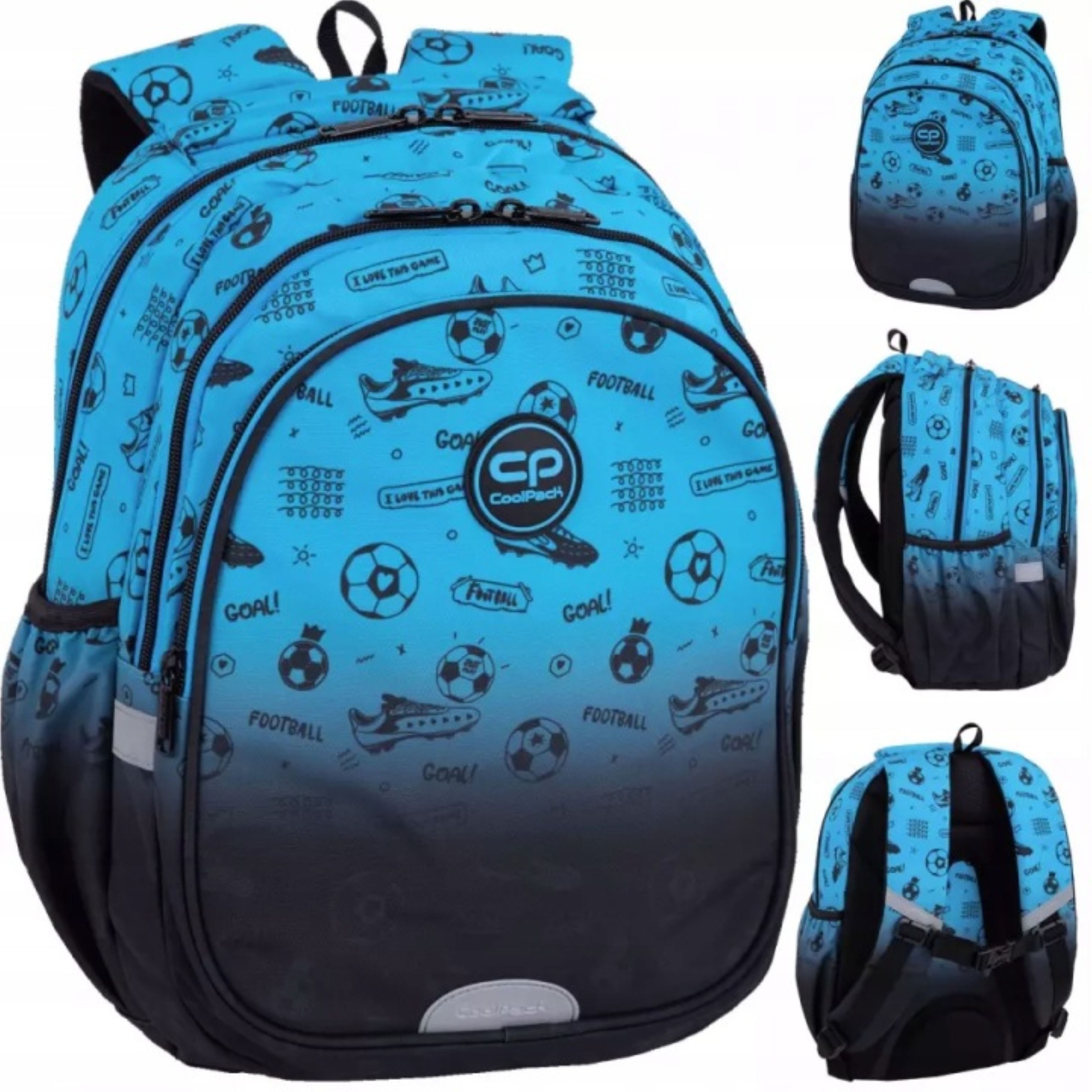 CoolPack Schulrucksack CoolPack Jerry Schulrucksack Football Blue Klasse 1-3 15" (1-tlg)