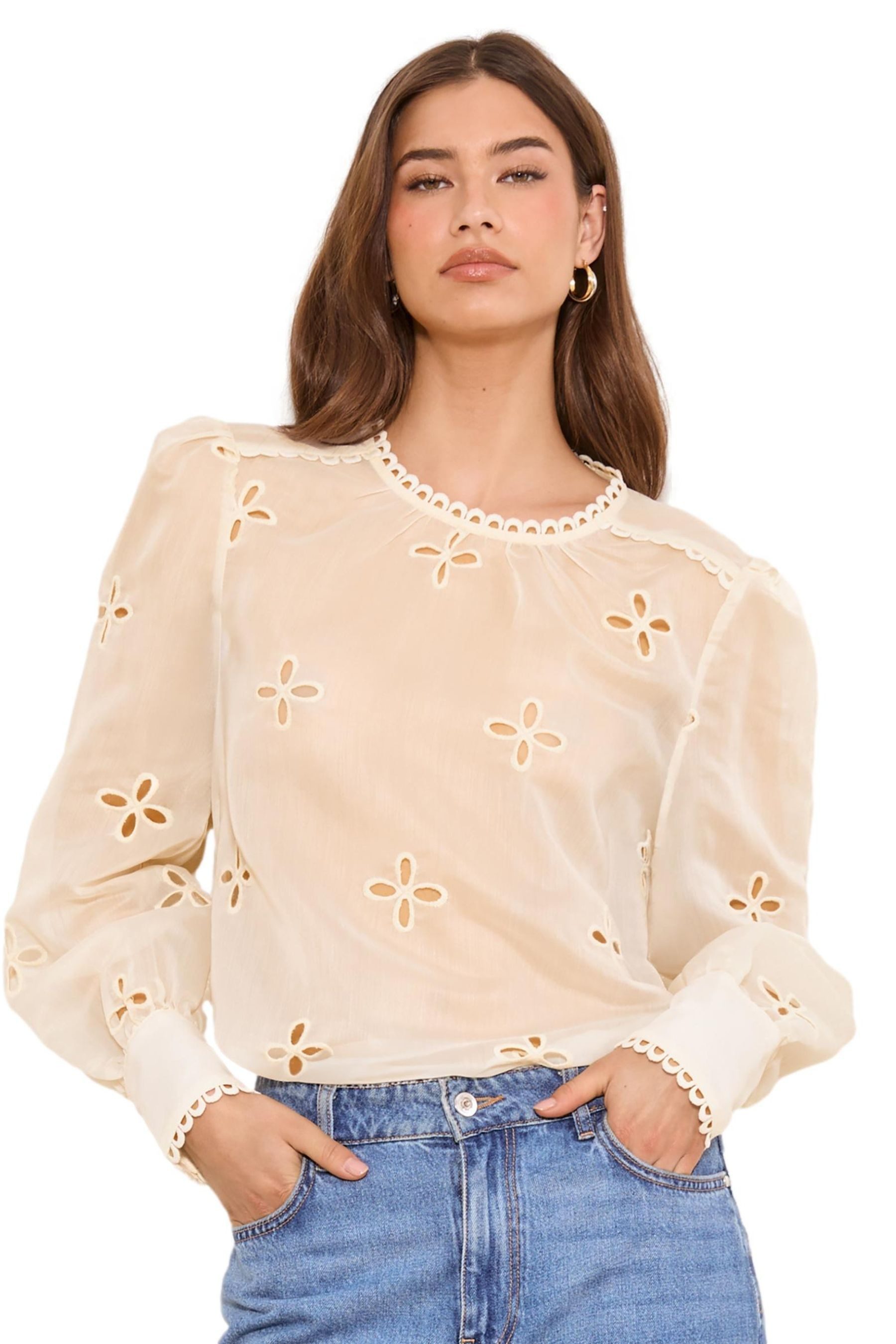 Langarmbluse Lipsy Florale Bluse mit Ausschnitten, Regular