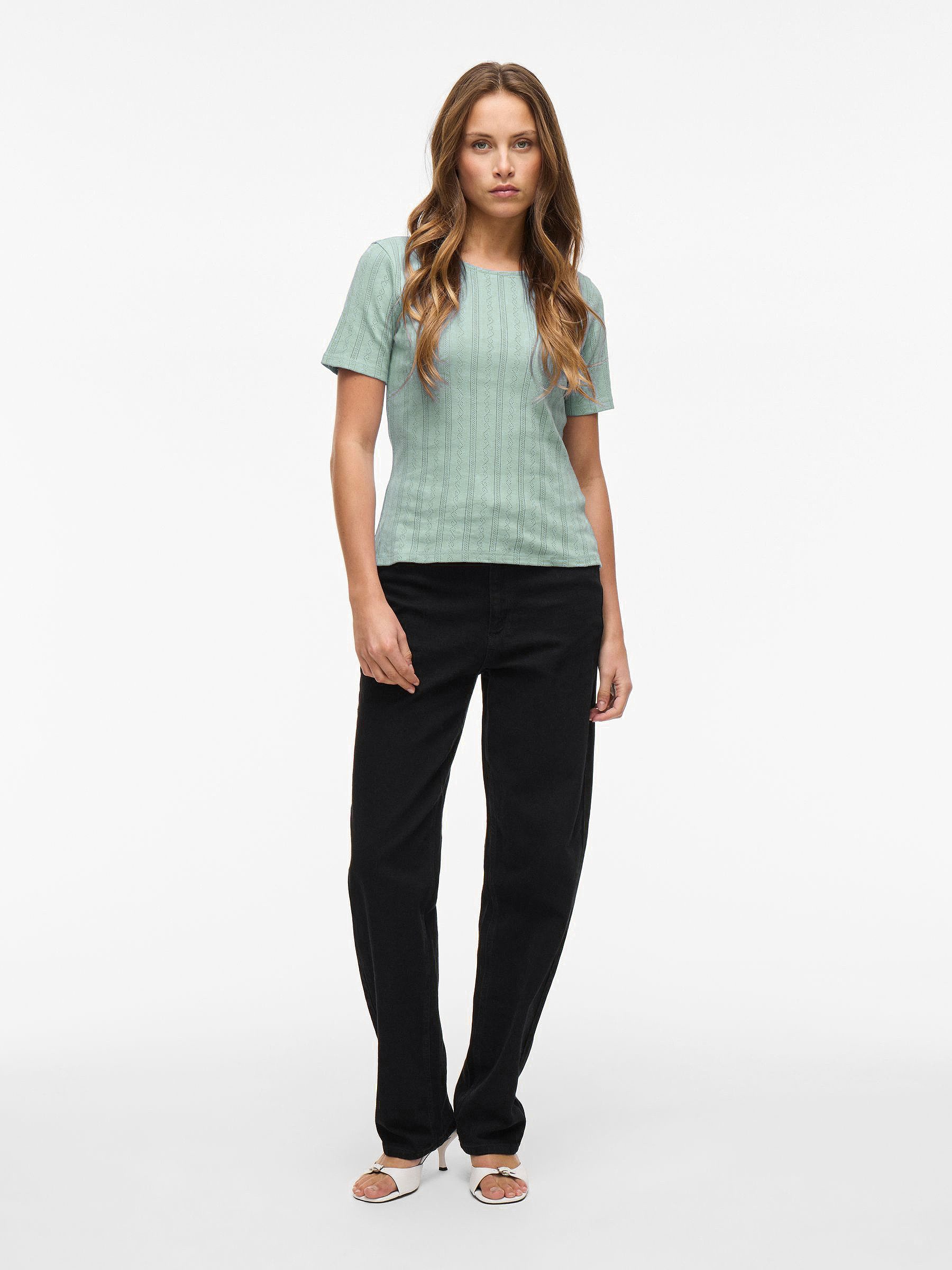 Vila Kurzarmshirt VIKASSIE S/S POINTELLE TOP günstig online kaufen