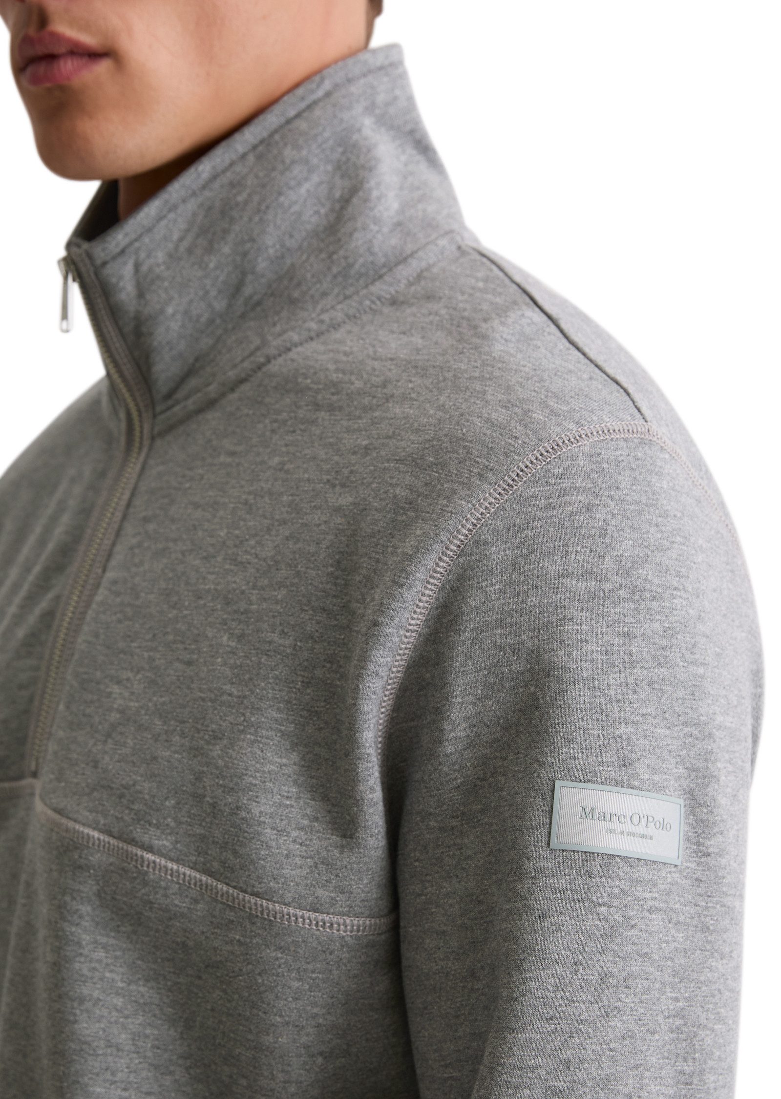 Marc O'Polo Sweatshirt regular fit aus weicher Bio-Baumwolle Troyerkragen mit Reißverschluss