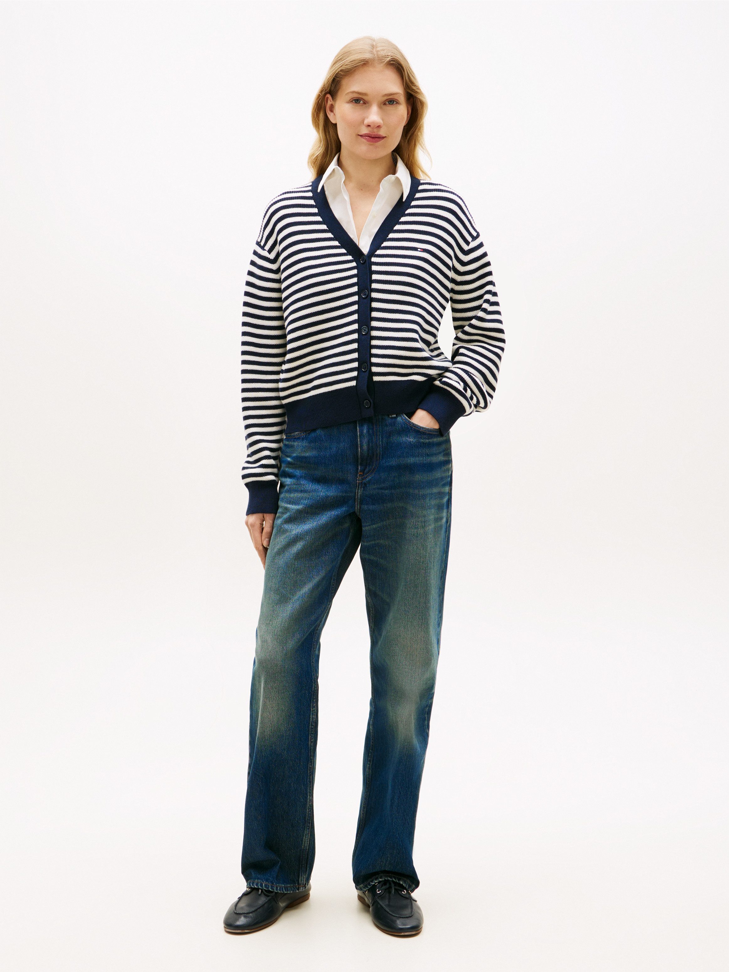 Tommy Hilfiger Strickpullover CO CARDI LS CARDI mit Knopfleiste