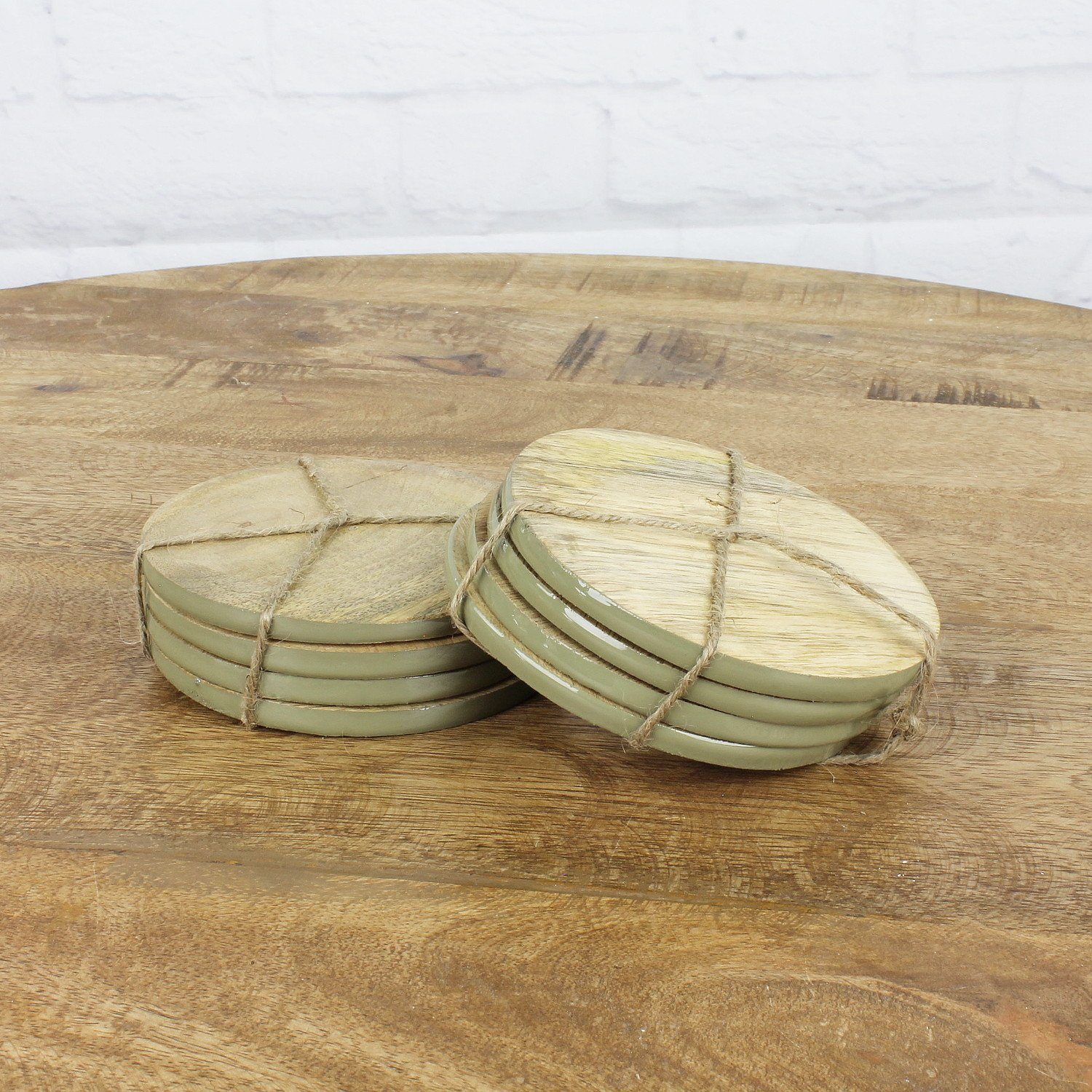Macosa Home Getränkeuntersetzer Glasuntersetzer Untersetzer rund Holz Tischdeko Platzset, Zubehör für Flaschen Gläser Tassen, 8er Set, 8-tlg. – Bild 2 von 4