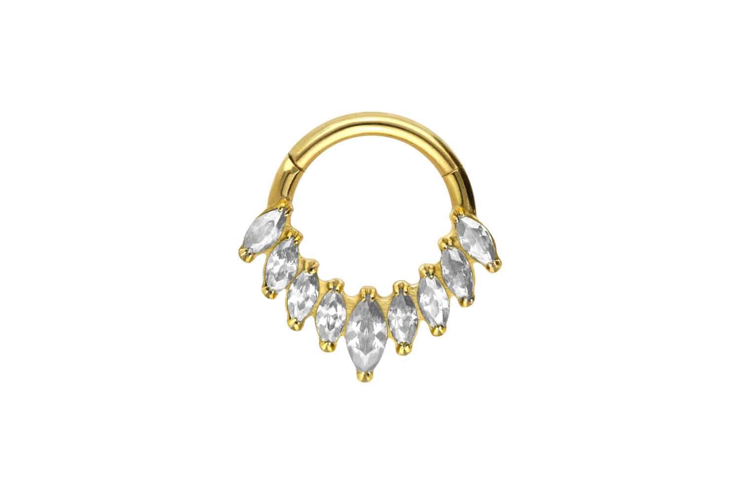 Nasenpiercing Titan Segmentring Clicker 9 EINGEFASSTE KRISTALLE Ohrpiercing Septum