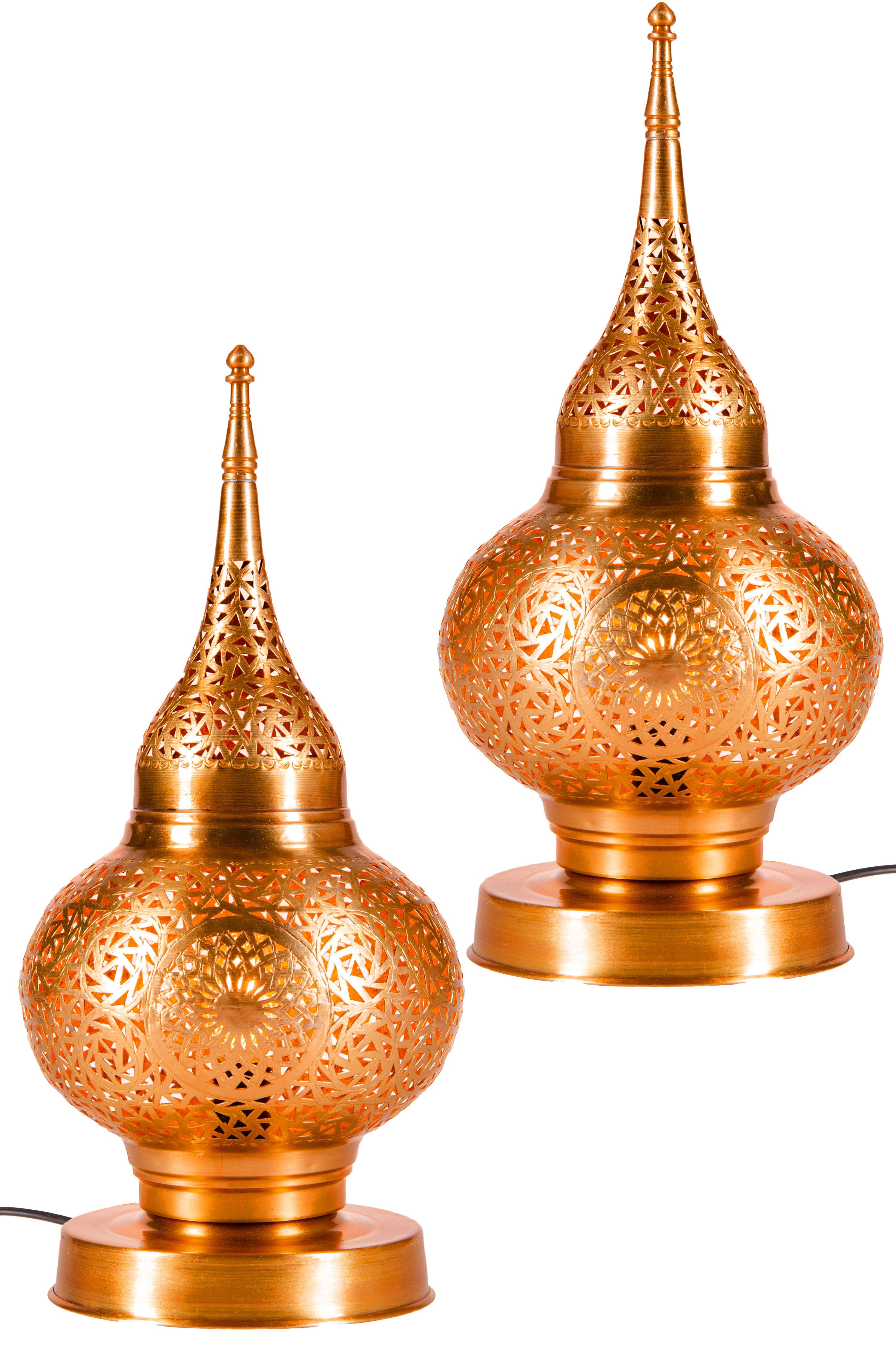 Marrakesch Orient & Mediterran Interior Nachttischlampe Orientalische Tischlampe Hayati handgefertigt aus Kupfer 45 cm modern, Handarbeit