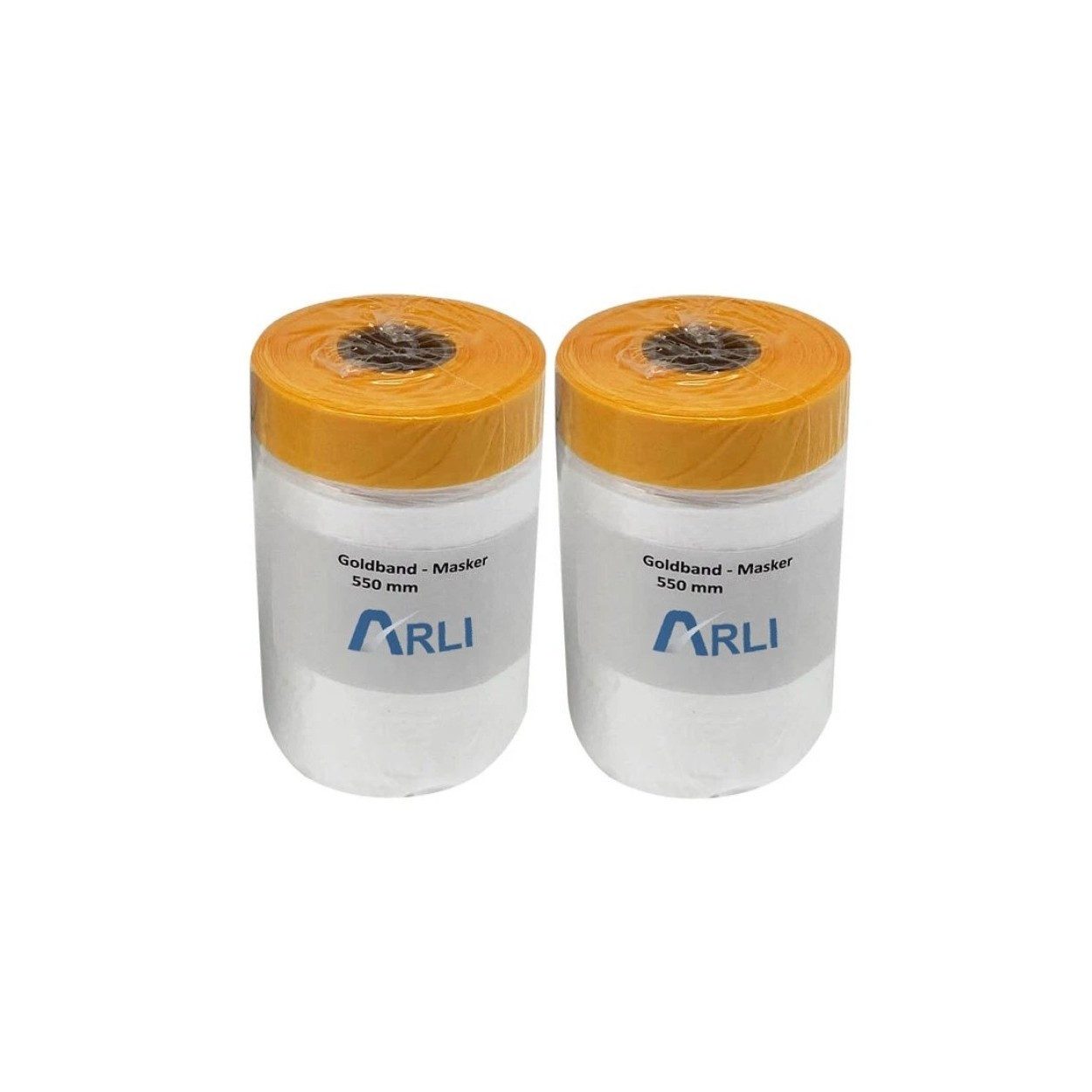 ARLI Abdeckfolie 2x Goldband Masker 550 mm x 25 m, 0,01 mm Stärke, für Malerfolie, Abdeckfolie mit Klebeband, (2er, 2-St., Set), Abdeckfolie Malerfolie Baufolie Tape