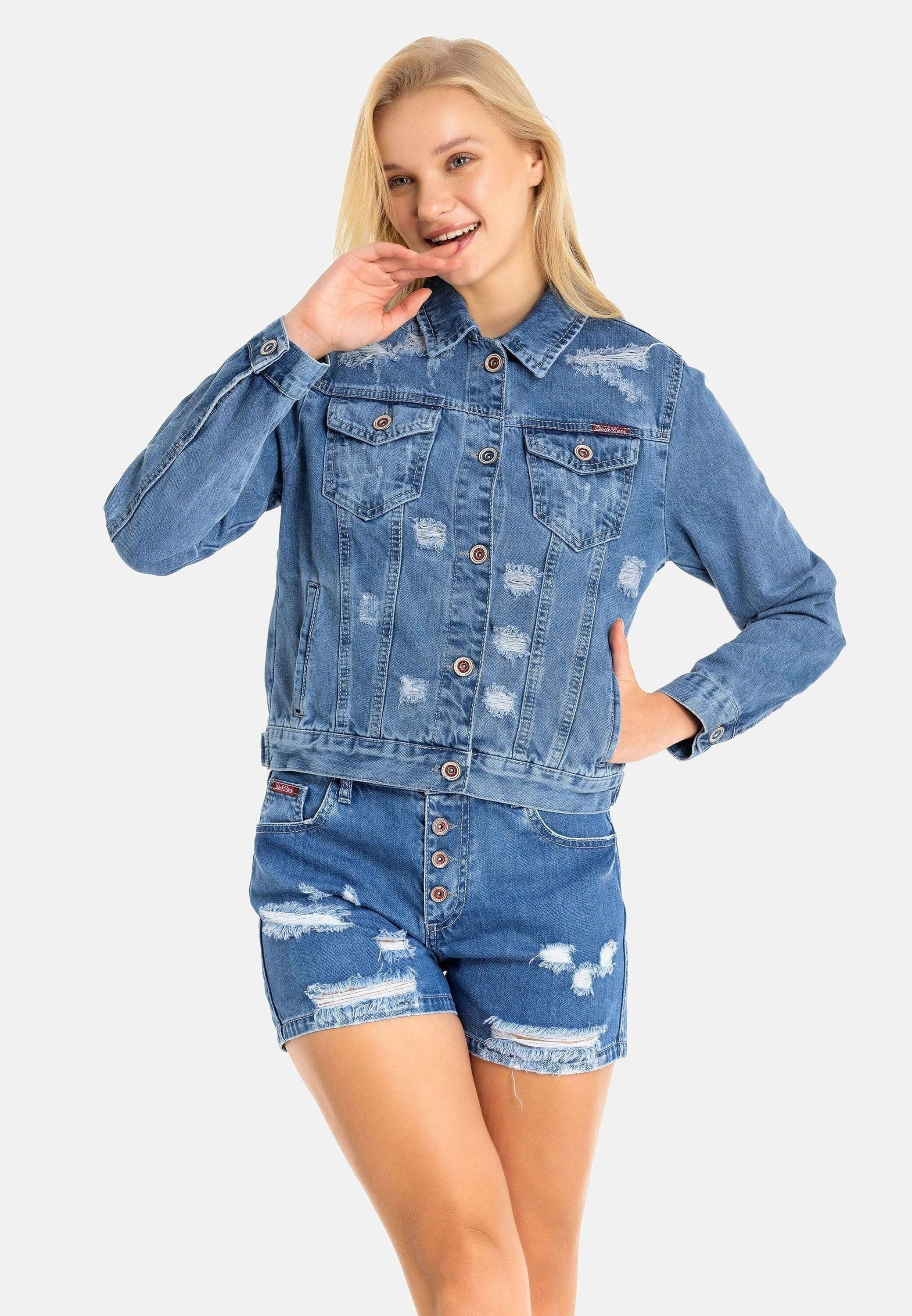 Cipo & Baxx Jeansjacke Jeansjacke Mit praktischen Brusttaschen, WJ212
