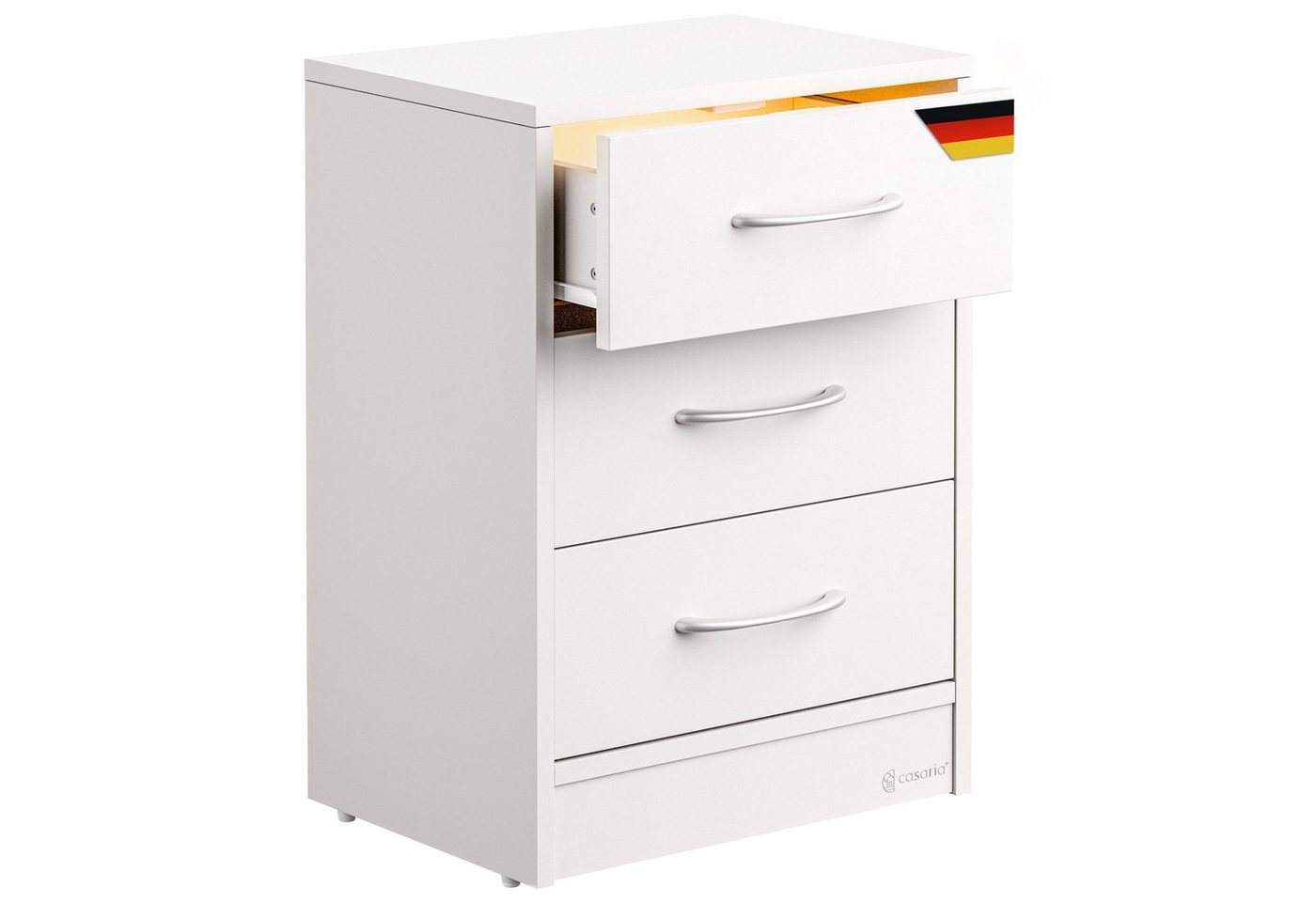 Casaria Nachttisch Eloise (1-St), mit LED 3 Schubladen Kabelführung Wandbefestigung Boxspringbett