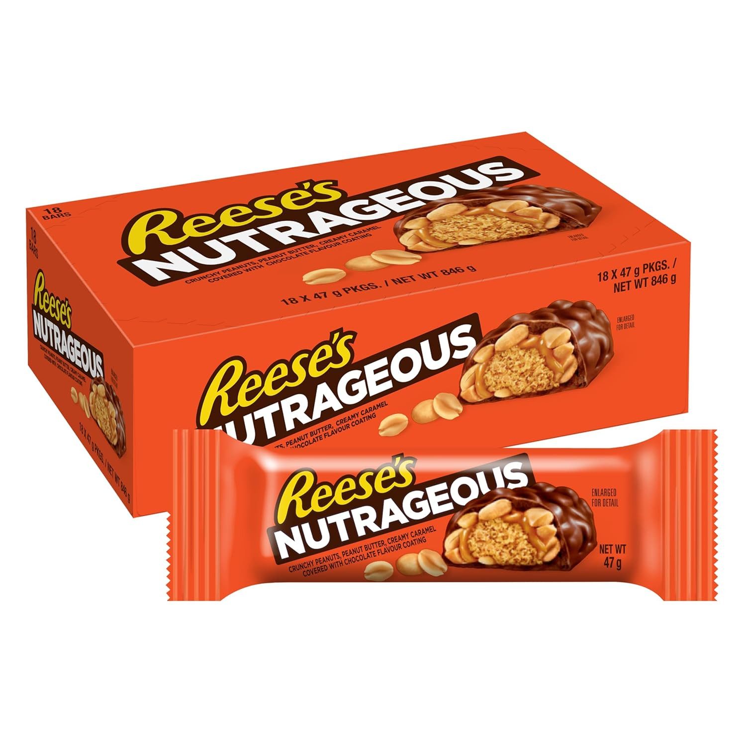 Candy & Bar Süßigkeit Reese’s Nutrageous 18 × 47 g – Schoko-Erdnussbutter-Riegel – Bild 3 von 4