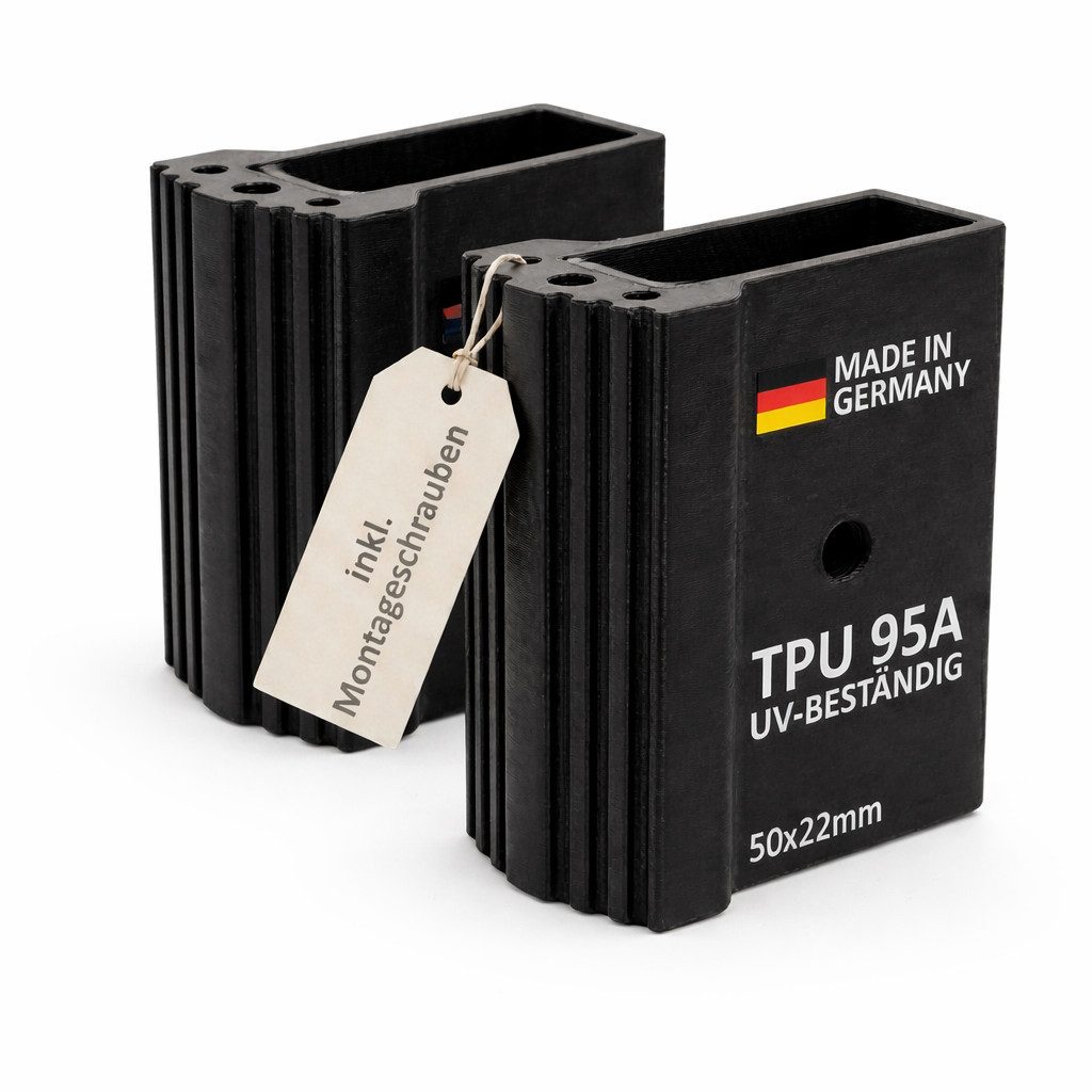 Druck Solutions Leiterntraverse Leiterfüße 2er Set Ersatzfüße Aussenschuhe aus TPU für Traversen (Set, 1Set bestehend aus 2 Traversen-Leiterfüßen inkl. Befestigungsschrauben), Leiterfüße 2er Set Ersatzfüße Aussenschuhe aus TPU für Traversen