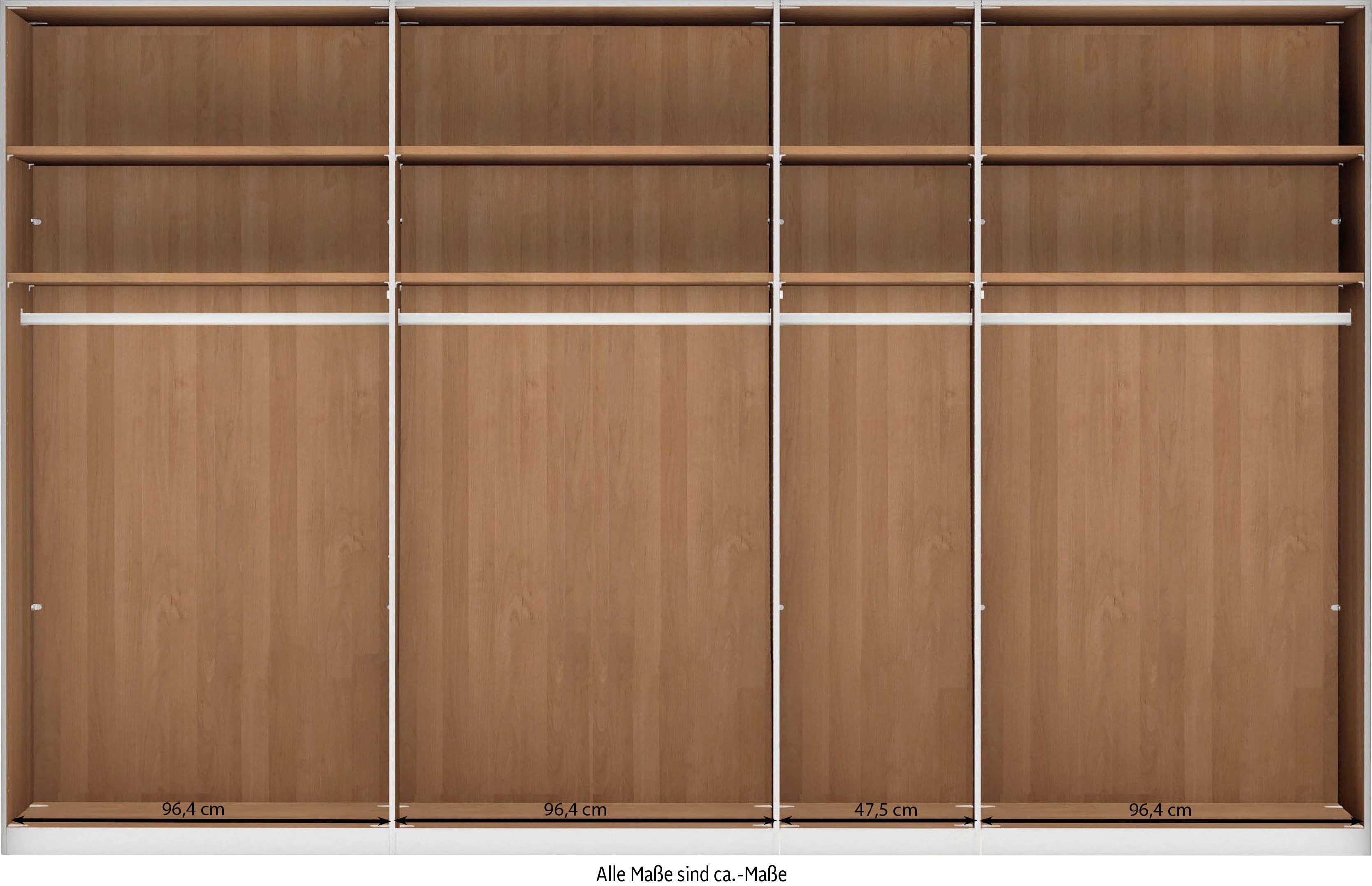 WIEMANN Kleiderschrank Cardiff, Massivholztüren in Kombination mit Glas- oder Spiegeltüren (4 Breiten, 2 Höhen 216/236cm auswählbar) hochwertiges Design in langlebiger Qualität, viel Stauraum
