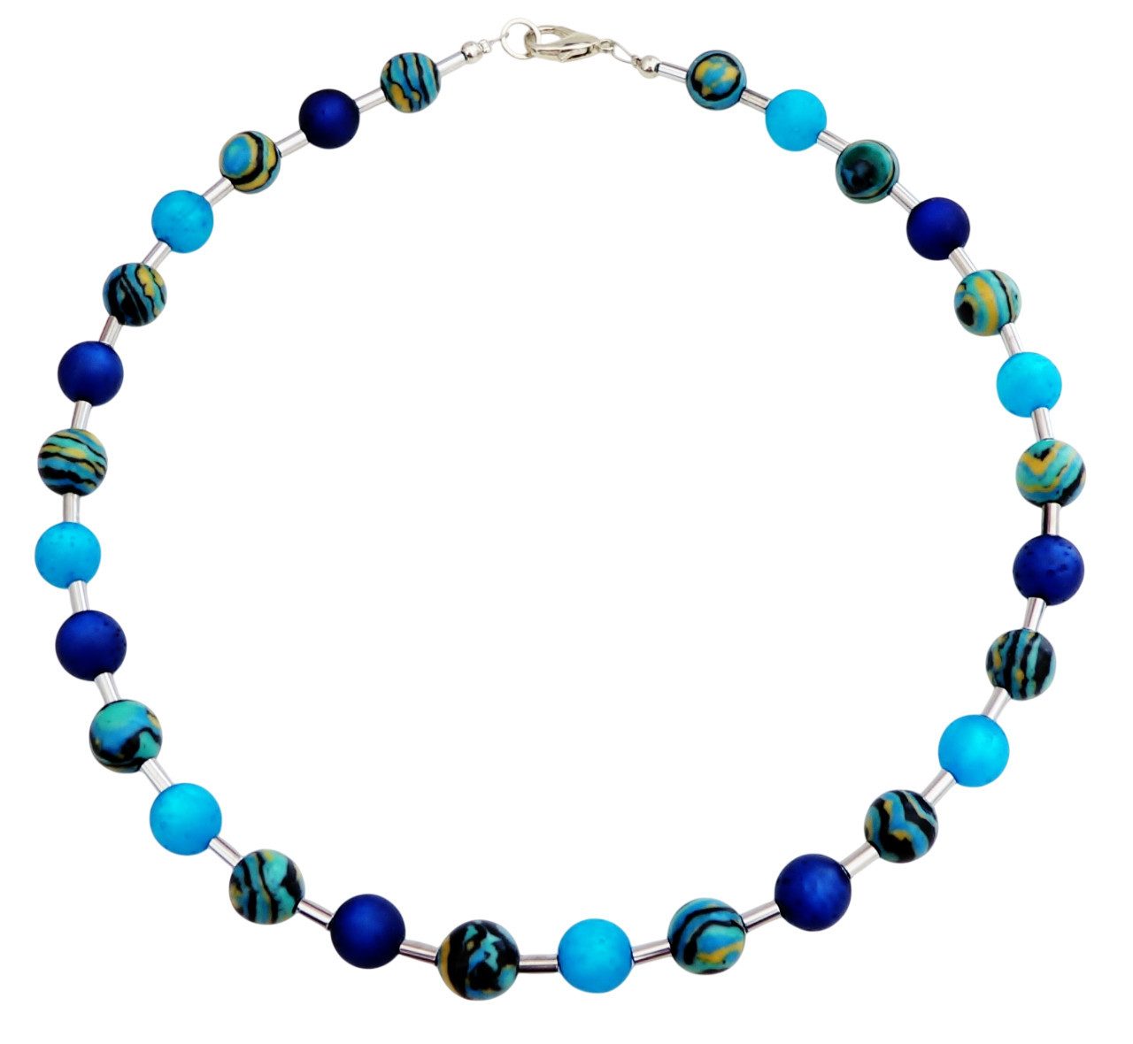 traumschmuck Collier 116e Halskette Kette Perlen Malachit Polaris blau-/dunkelblau, türkis (Geschenk, Muttertag, Weihnachten, Geburtstag, Valentinstag, incl. Schmuckbox), handgefertigt, Made in Germany
