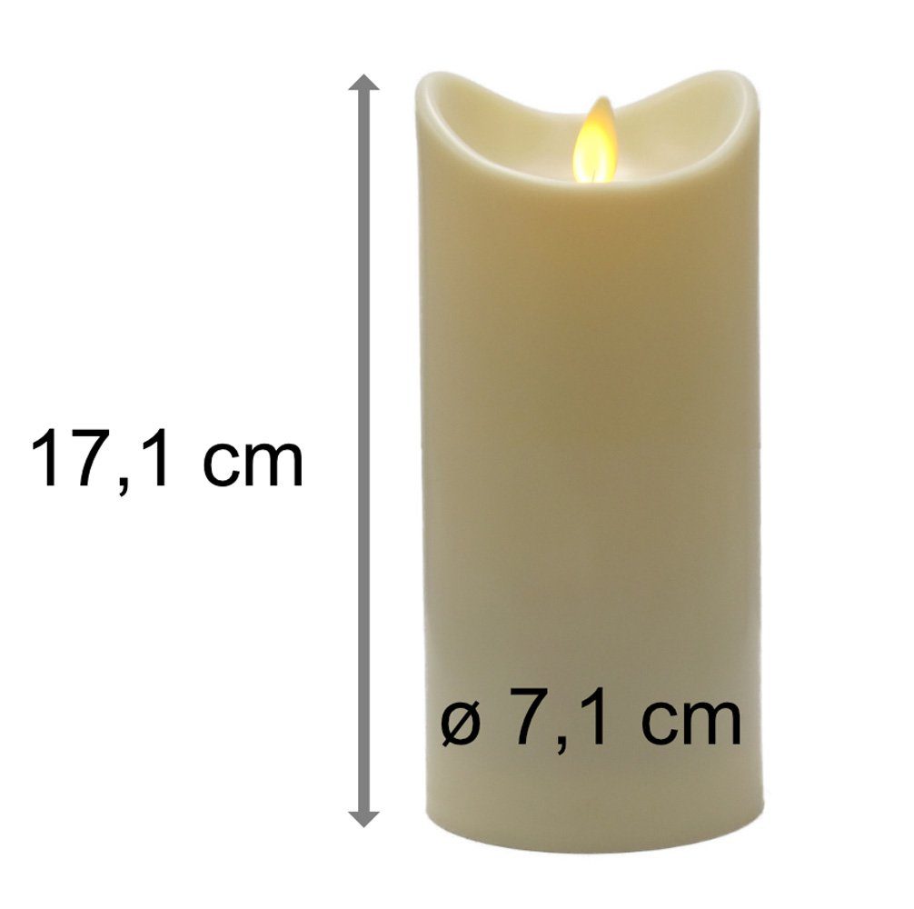 BONETTI LED-Kerze LED Stumpenkerze mit beweglicher Flamme, rotierender Docht, Timer, batteriebetrieben, LED-Kerzenlicht
