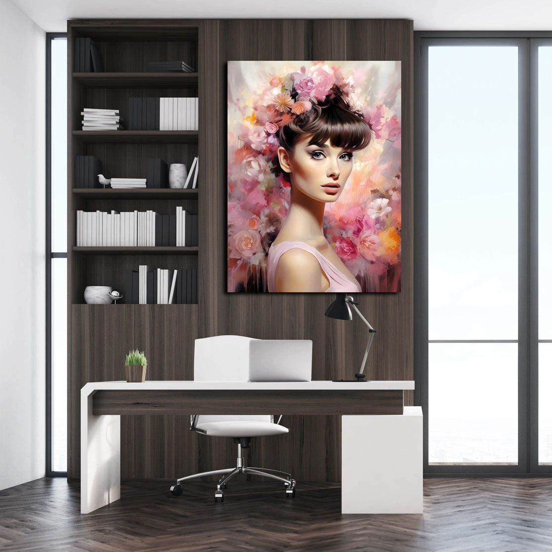 Artedinoi Leinwandbild Audrey Flower Style Leinwandbild Wandbild Kunstdruck XL Deko