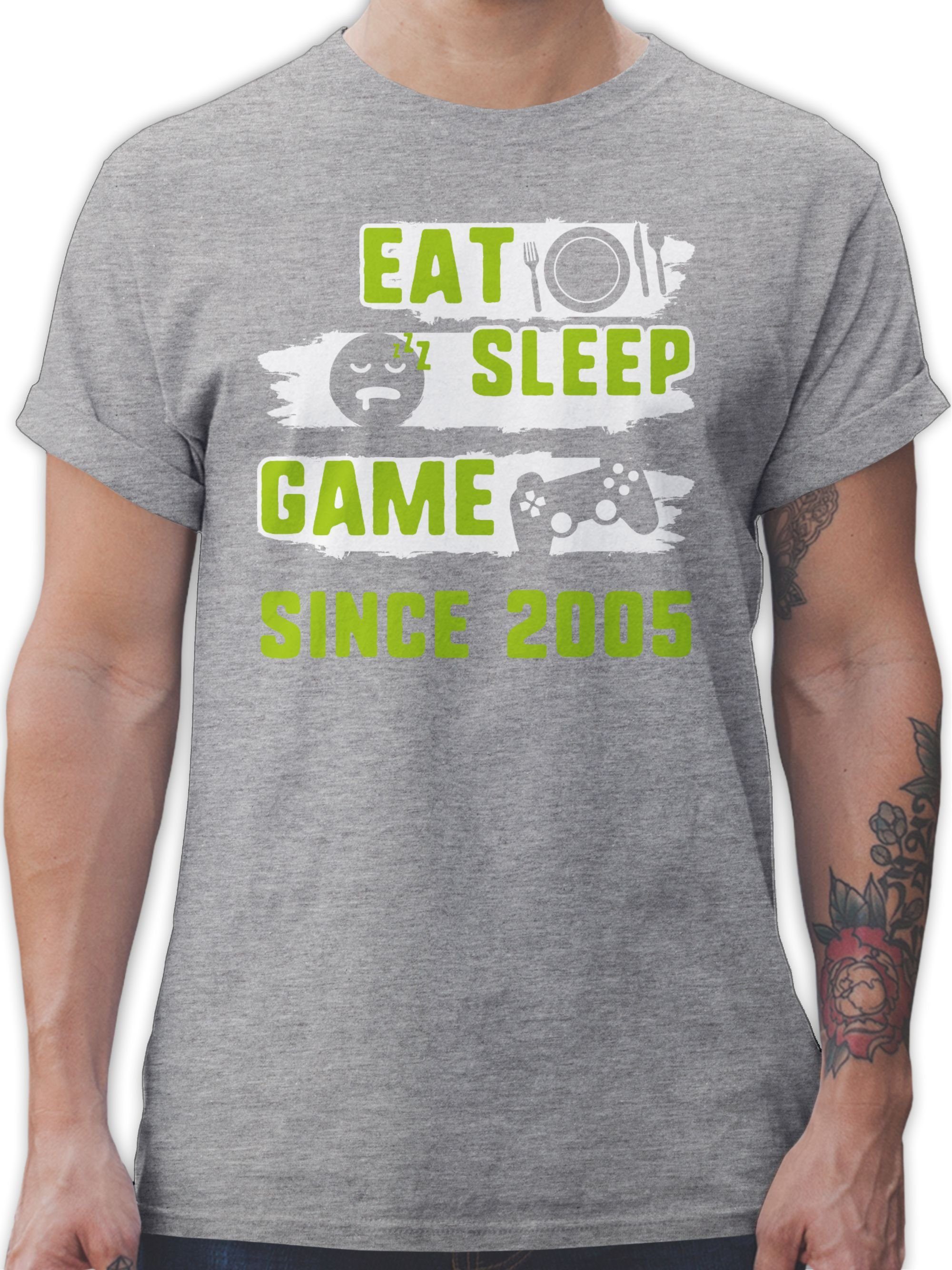 Shirtracer T-Shirt Eat Sleep Game Since 2005 Achtzehn 18. Geburtstag 3 Grau meliert