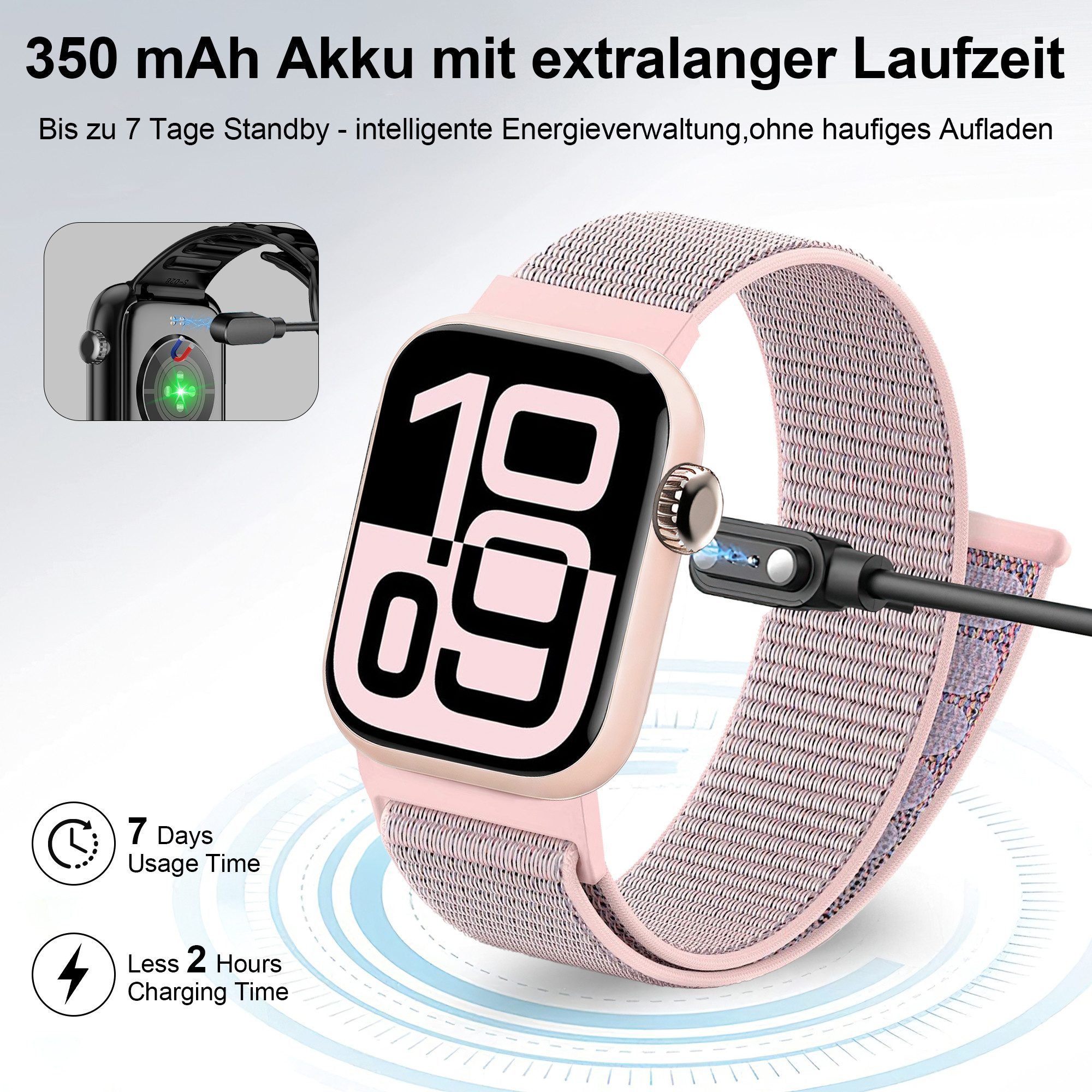 Vornix Smartwatch Damen Herren, Fitness Uhr mit Anruffunktion Smartwatch, Fitness Tracker, Aktivitätstracker, Schlaftracker für Alltag und Sport, 1,85 Zoll HD,  – Bild 5 von 5