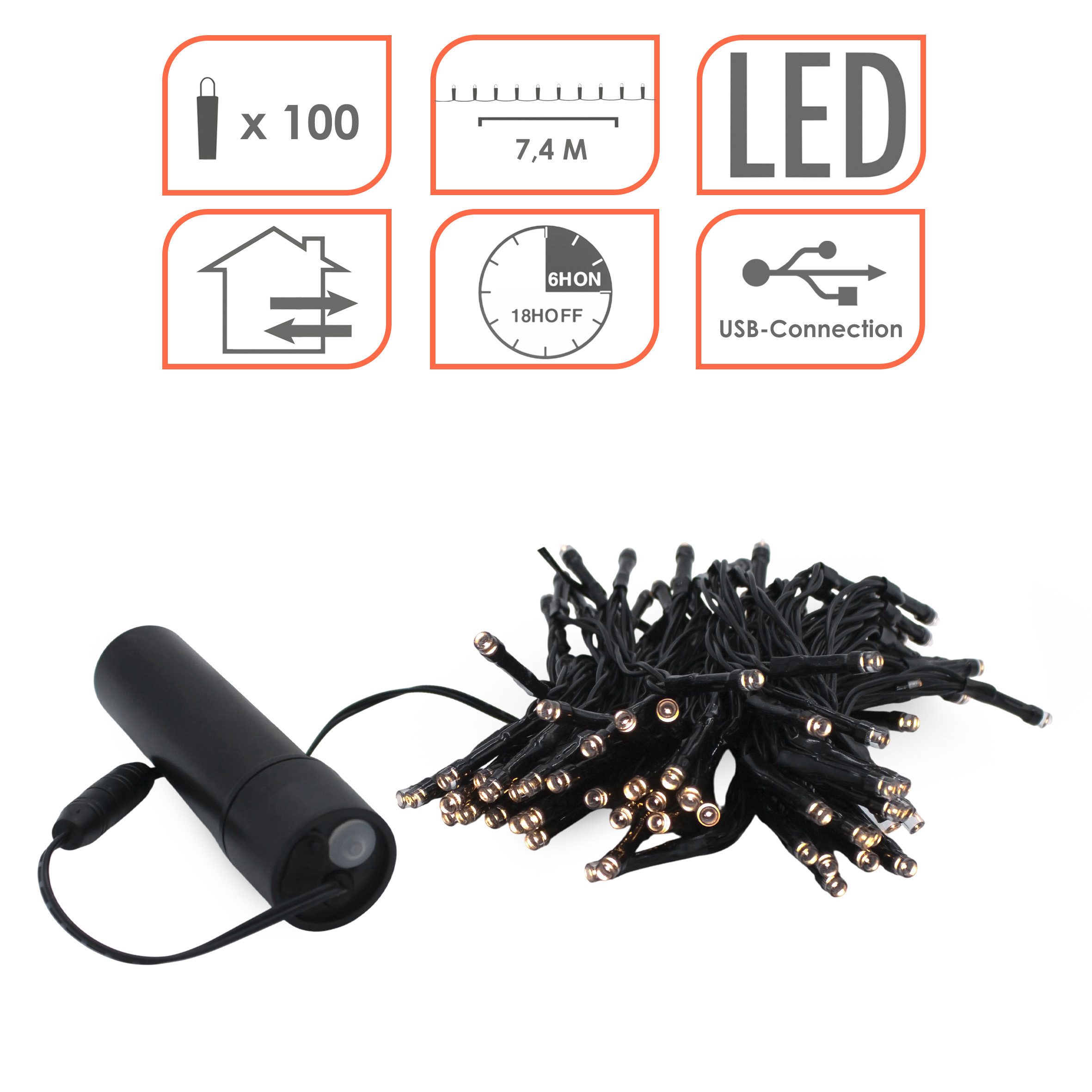 Spetebo LED-Lichterkette Akku Lichterkette per USB aufladbar bis 10 Tage Leuchtdauer, 100-flammig, per USB Anschluss wiederaufladbar – Bild 3 von 5
