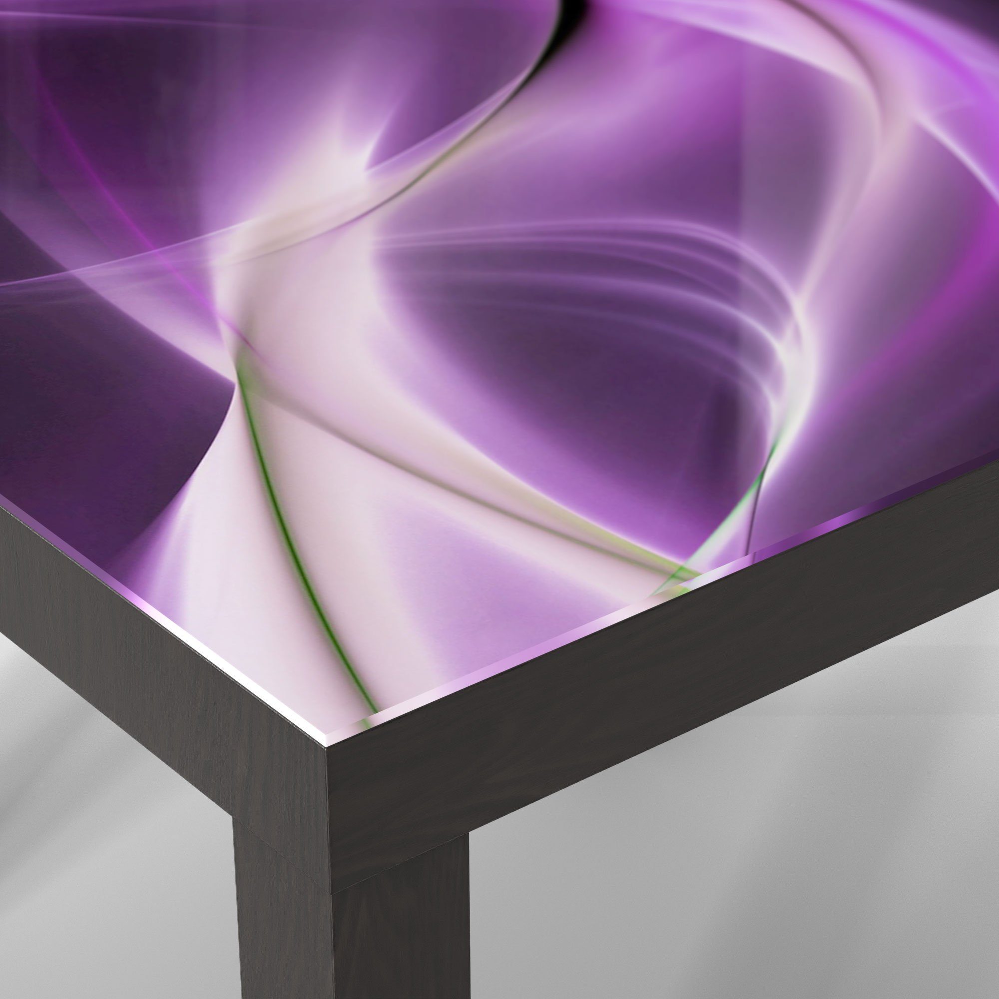DEQORI Couchtisch Schwarz 'Ultraviolettes modern Glas Beistelltisch Glastisch Lichtspiel'
