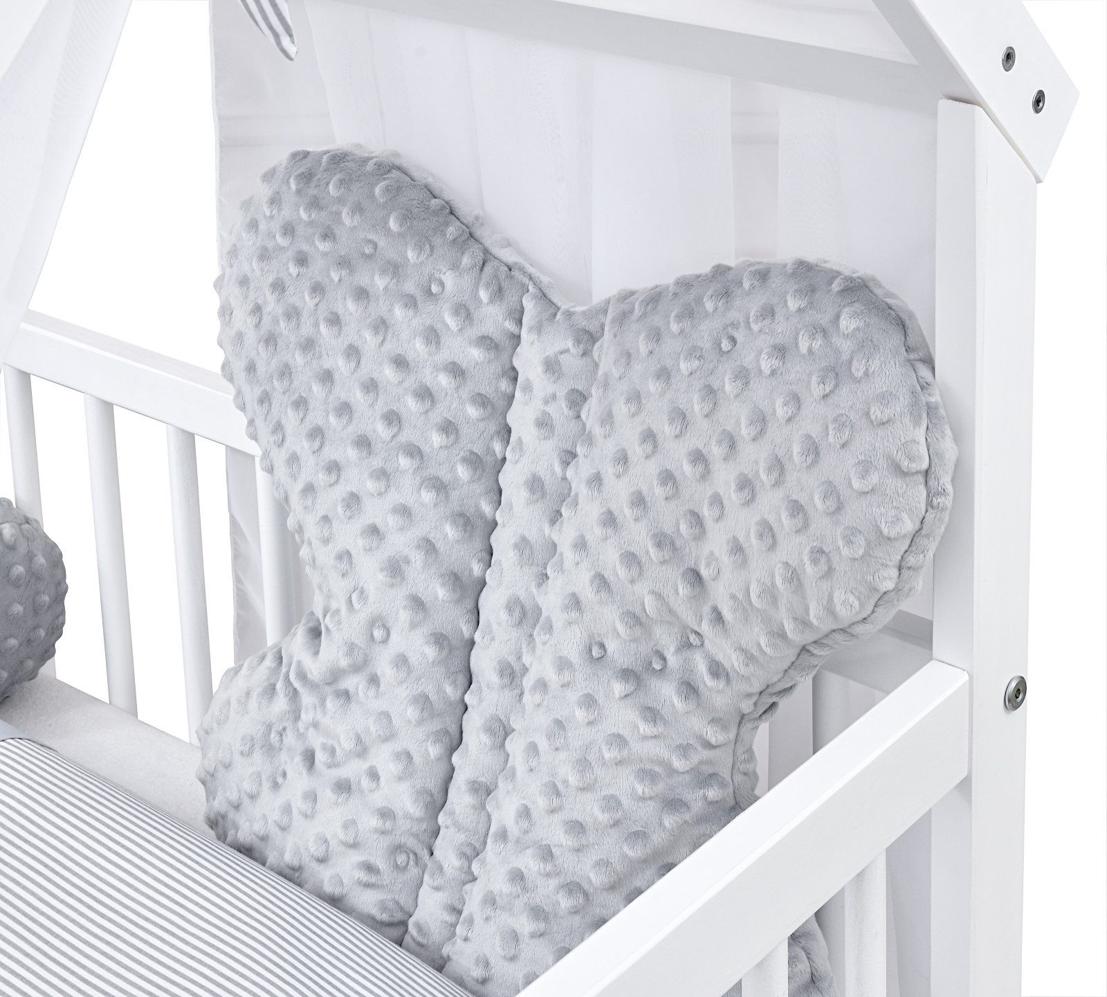 Baby-Delux Komplettbett Hausbett Babybett Schutzgitter Komplettset, 10-tlg., Kinderbett 60x120 cm weiß, Bettset verschiedene Designs