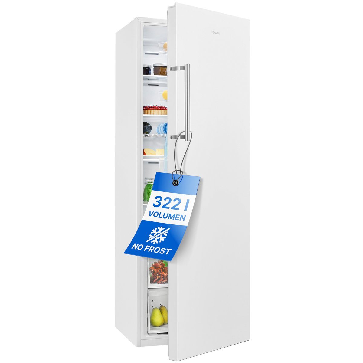 BOMANN Vollraumkühlschrank VS 7345, 172 cm hoch, 59.5 cm breit, MultiAirflow-System, Total No Frost, LED Display, 322 Liter