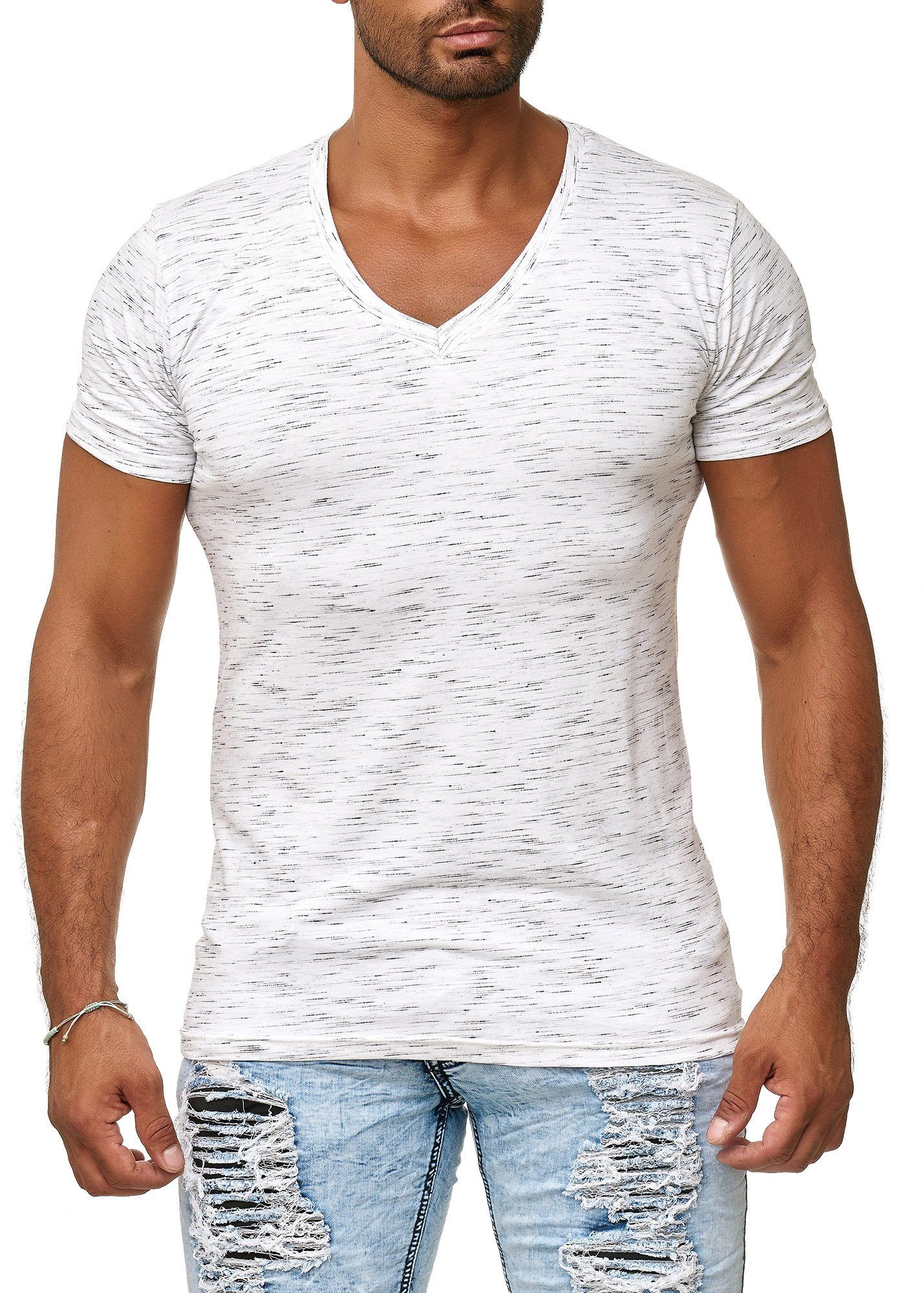OneRedox T-Shirt BS-500C (Shirt Polo Kurzarmshirt Tee, 1-tlg) Fitness Freizeit Casual Weiss