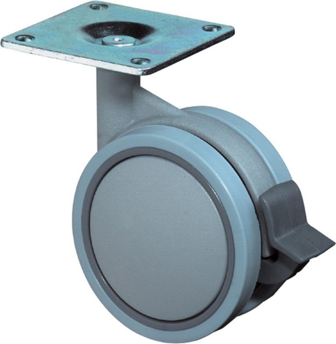 BS ROLLEN Feststeller Möbelrolle mit Bremse, doppelt, 60 mm, Aluminium, Höhe 85 mm, (1-St)