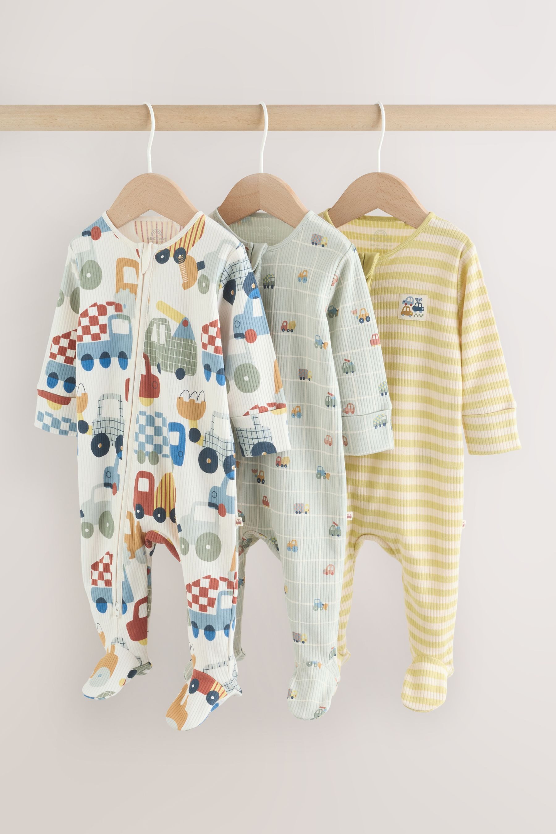 Schlafoverall Babyschlafanzüge mit Zweiwege-RV, 3er-Pack
