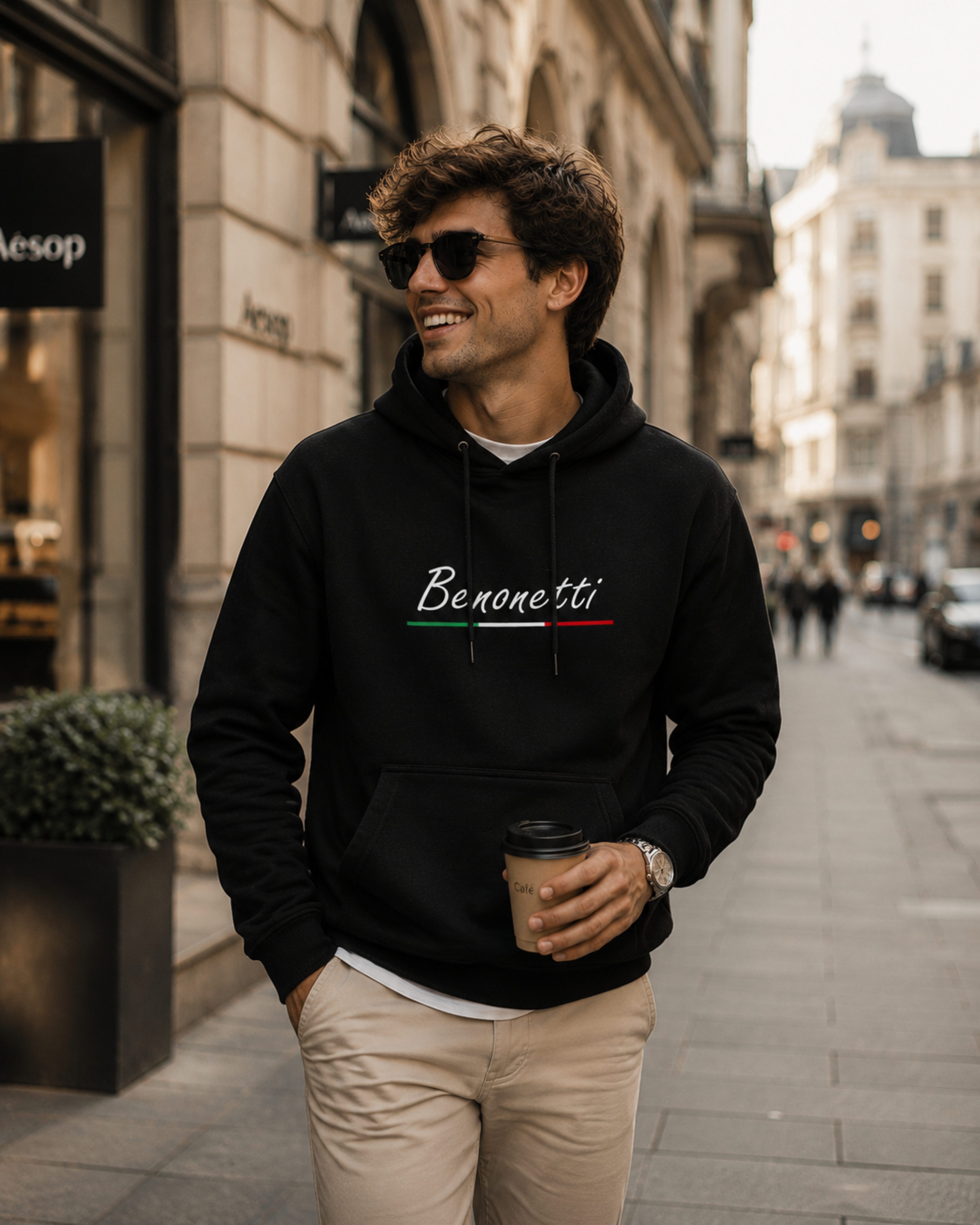 Benonetti Hoodie Premium Unisex Hoodie –Baumwolle Streetwear kapuzenpullover in Schwarz Mit Komfortbund und Logo, ohne kratzenden Zettel
