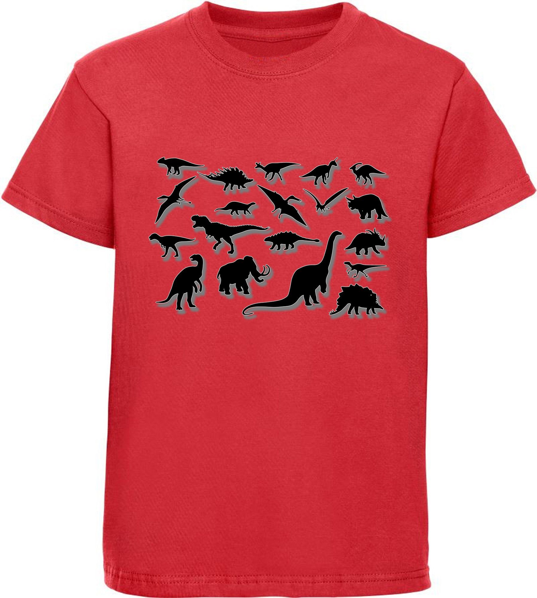 Print-Shirt bedrucktes Kinder T-Shirt mit vielen Dinosaurier Silhouetten