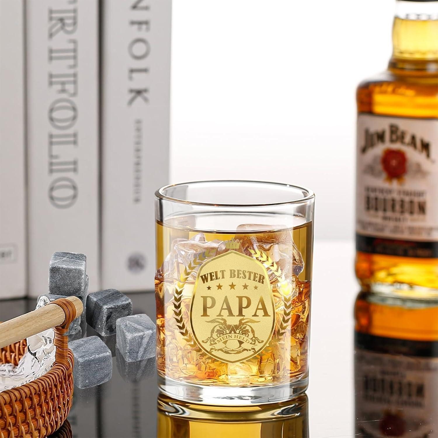 LuxusKollektion Whiskyglas Whiskygläser Geschenkset Personalisiert Papa Vater Papa Whisky Gläser
