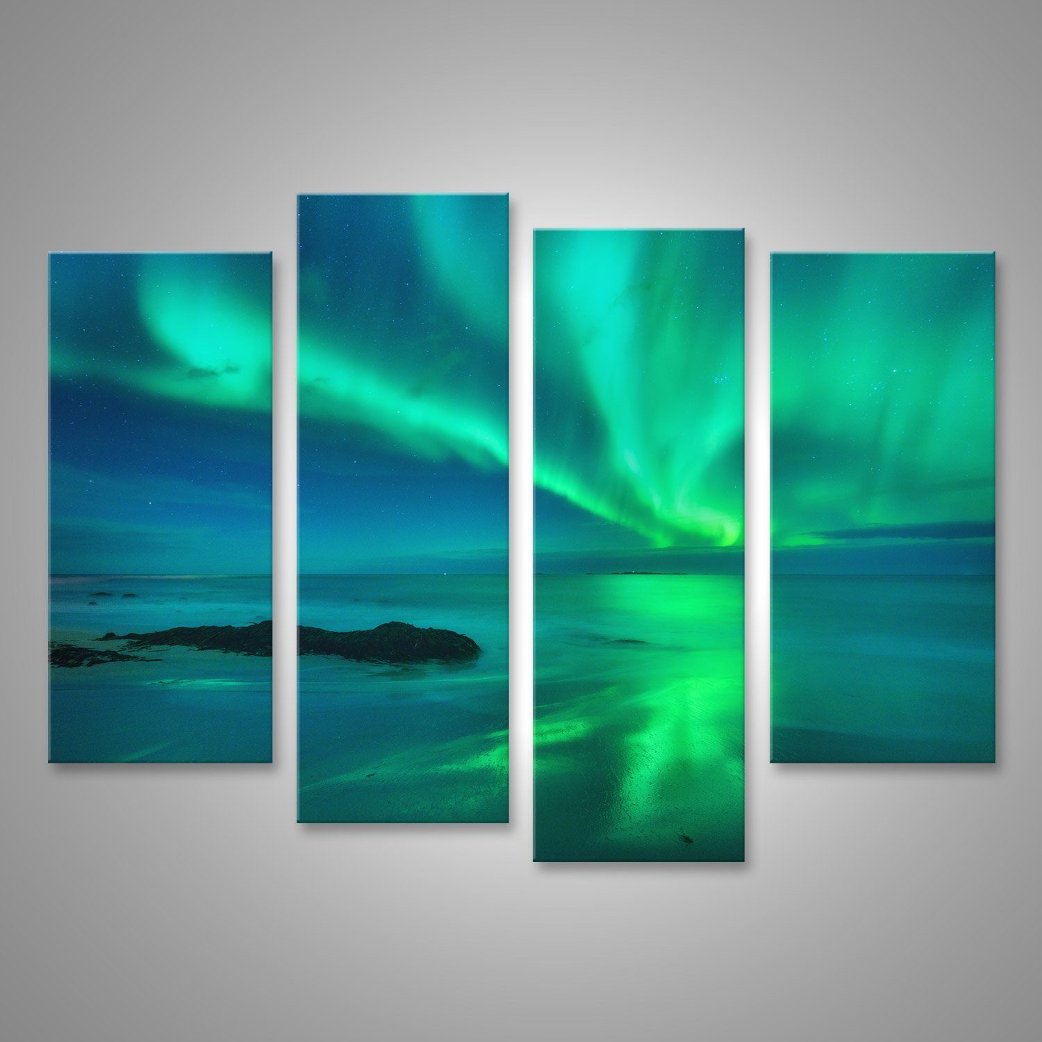 islandburner Leinwandbild Bild auf Leinwand Aurora Auf Dem Meer Nordlichter In Lofoten Inseln No