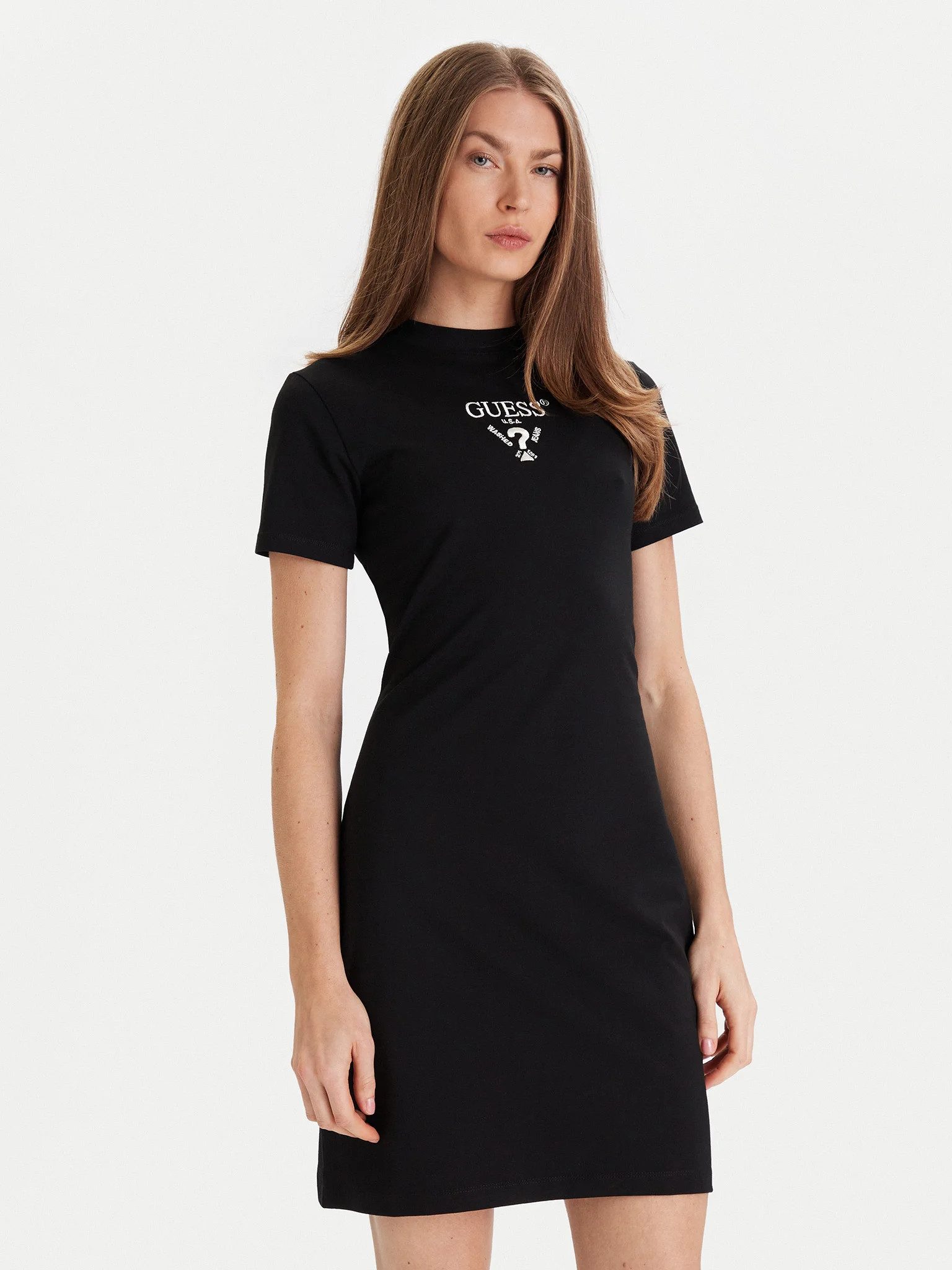 Guess Midikleid COLETTE JERSEY DRESS - Midikleid - Kurzarmkleid mit Logodru günstig online kaufen