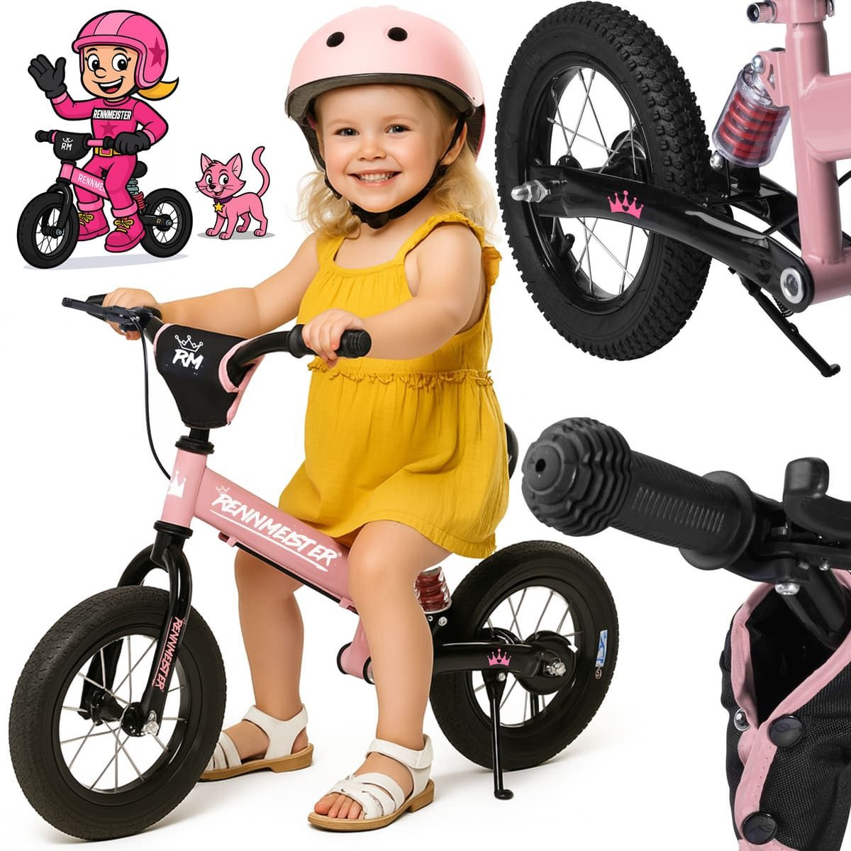 Rennmeister Laufrad Pink, ab 3 Jahren Lauflernrad Balance Bike Höhenverstel günstig online kaufen