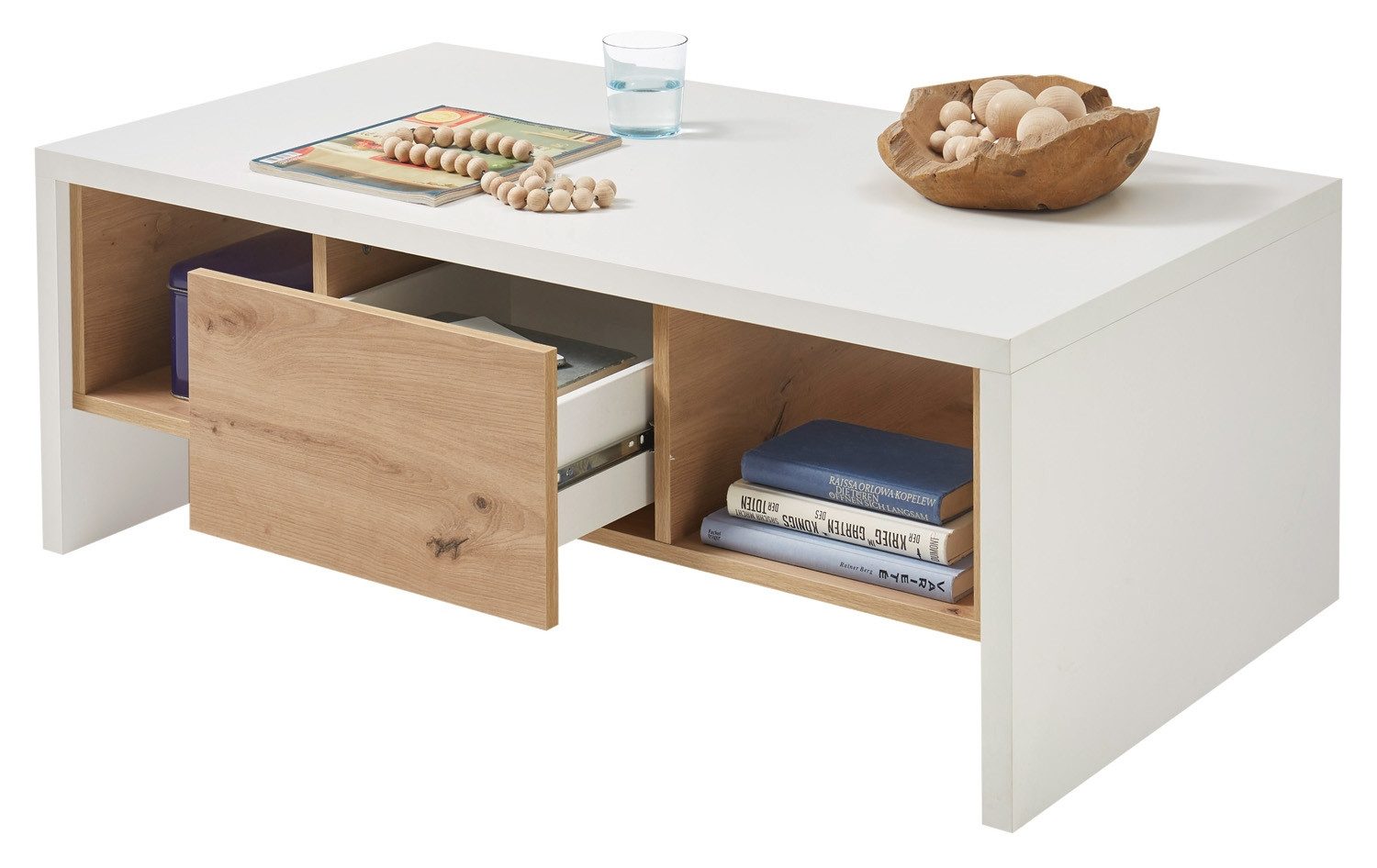 Stolkom Sp.z.o.o. Couchtisch LINE, Artisan Eiche Dekor, Weiß, 1 Schublade, günstig online kaufen