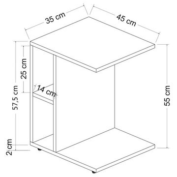 Homemania Couchtisch Couchtisch Ceylin 45x35x57,5 cm Walnuss