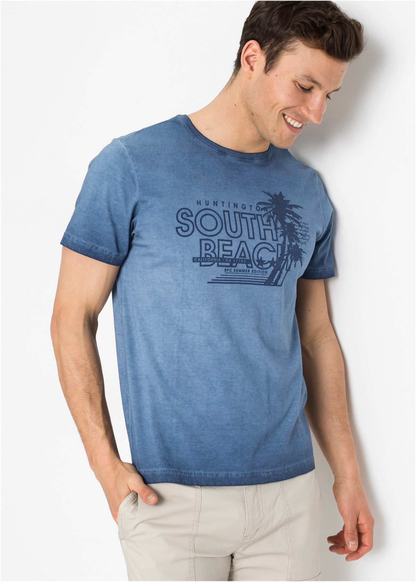 bonprix T-Shirt Regular Fit, Kurzarm, mit sommerlichem Druck günstig online kaufen