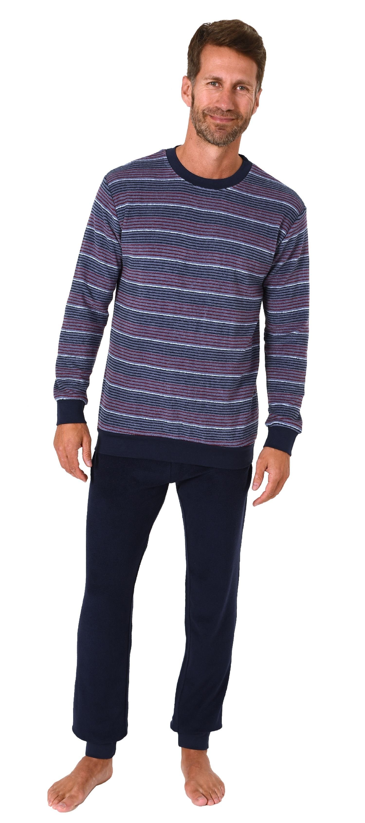 RELAX by Normann Pyjama Herren Frottee Schlafanzug lang mit Bündchen in Str günstig online kaufen