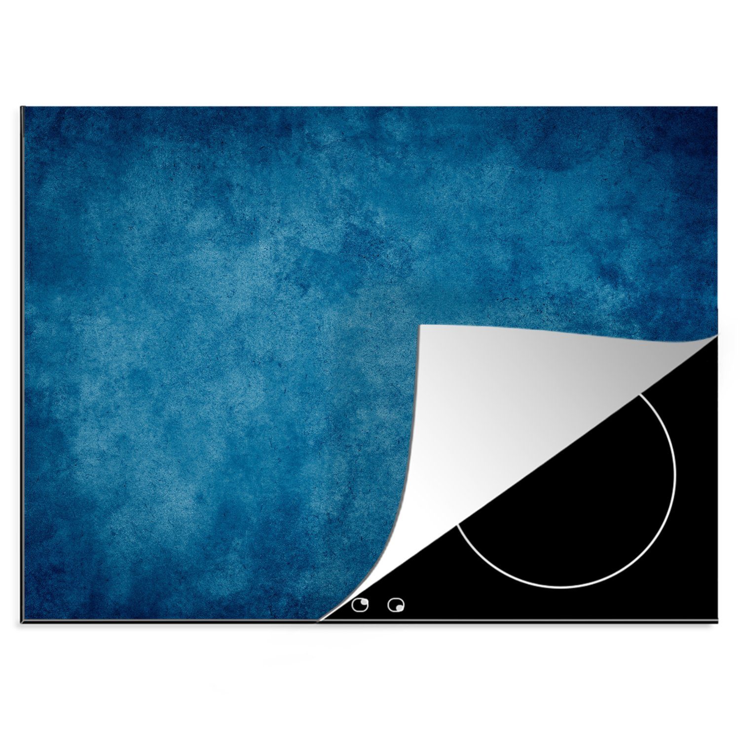 MuchoWow Herdblende-/Abdeckplatte Kochfeldzubehör - Blau - Vintage - Beton - Induktionsschutz, Vinyl, (1 tlg), 70x52 cm, Mobile Arbeitsfläche nutzbar, Ceranfeldabdeckung