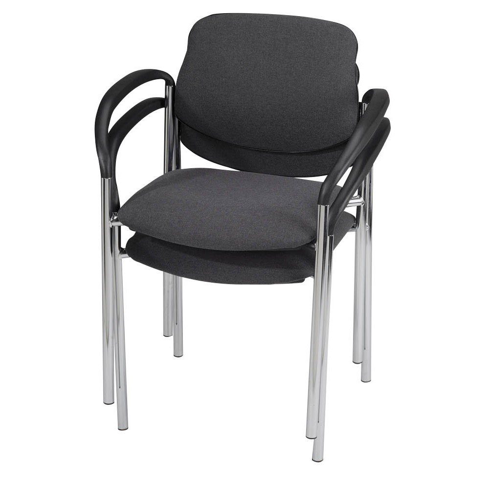 Stapelstuhl 2 Besucherstühle mit Armlehne stapelbar STYL CHROM anthrazit