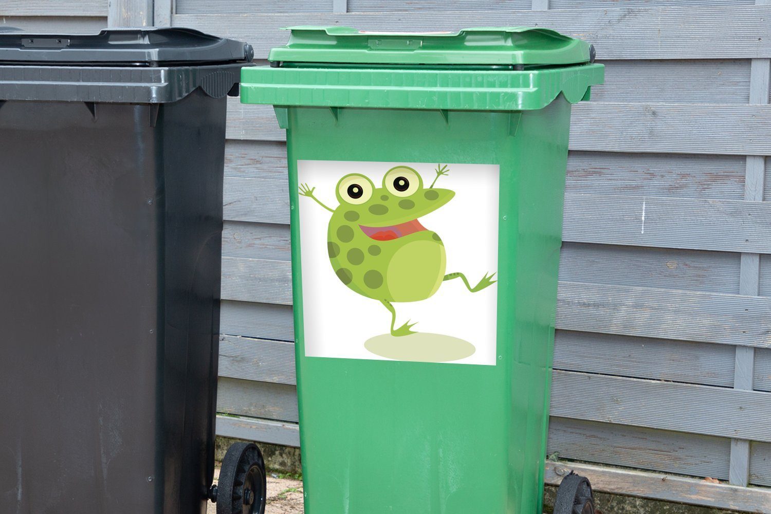 Frosch St), (1 Kinder Sticker, - Weiß Mülleimer-aufkleber, Wandsticker Mülltonne, Container, - Abfalbehälter MuchoWow